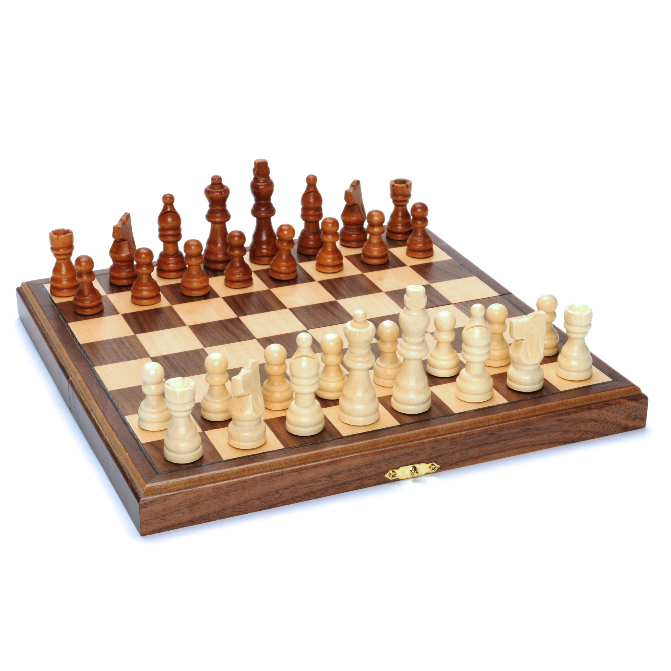 WE Games Folding Wood Travel Chess Set with Walnut Veneer Board (Brown, 11.5 in) k9f8g