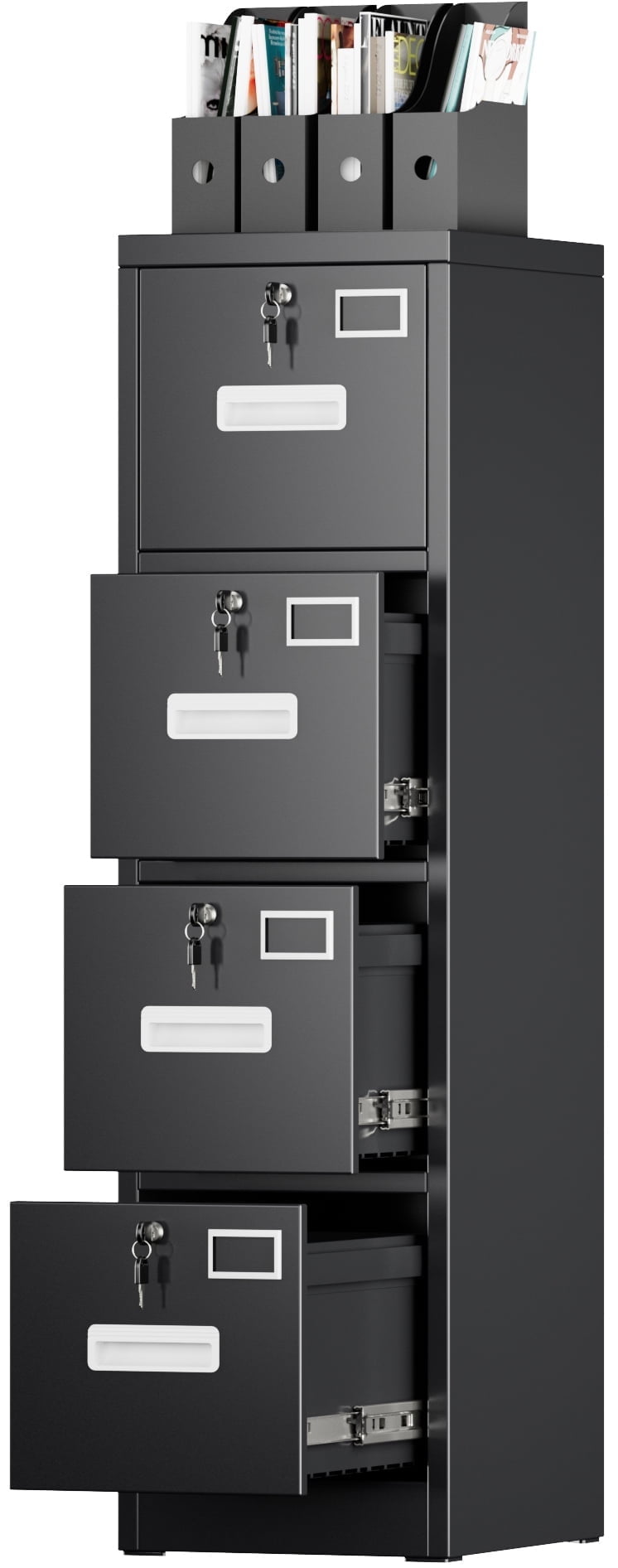 HUAXRON 4-Drawer Vertical File Cabinet with Individual Locks and Hanging Folder Rails (Black) hvun2