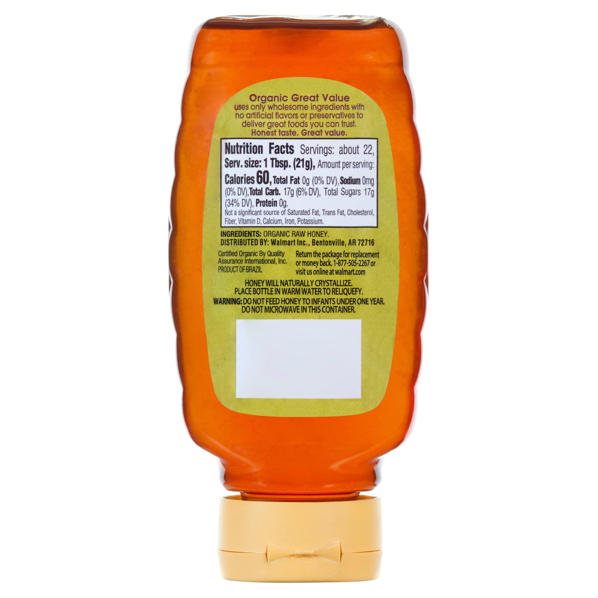 Great Value Organic Strained Raw Honey (Natural Sweetener, 16 oz) daulr