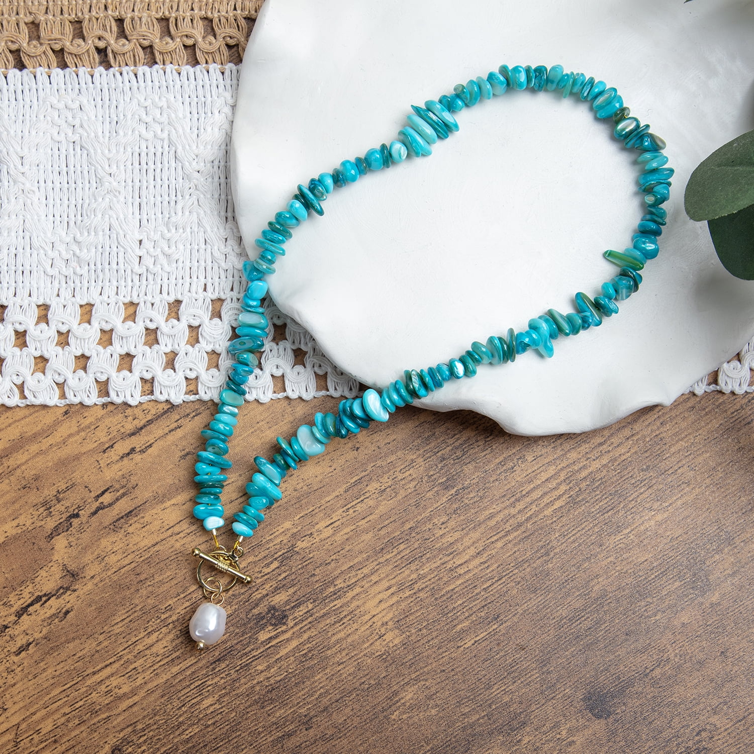 Cousin DIY Shell Bead Strand Set, Jewelry Making Craft Supplies, Turquoise Blue (2 Pack, 115 Pieces, 7.5 in) 0rz5r