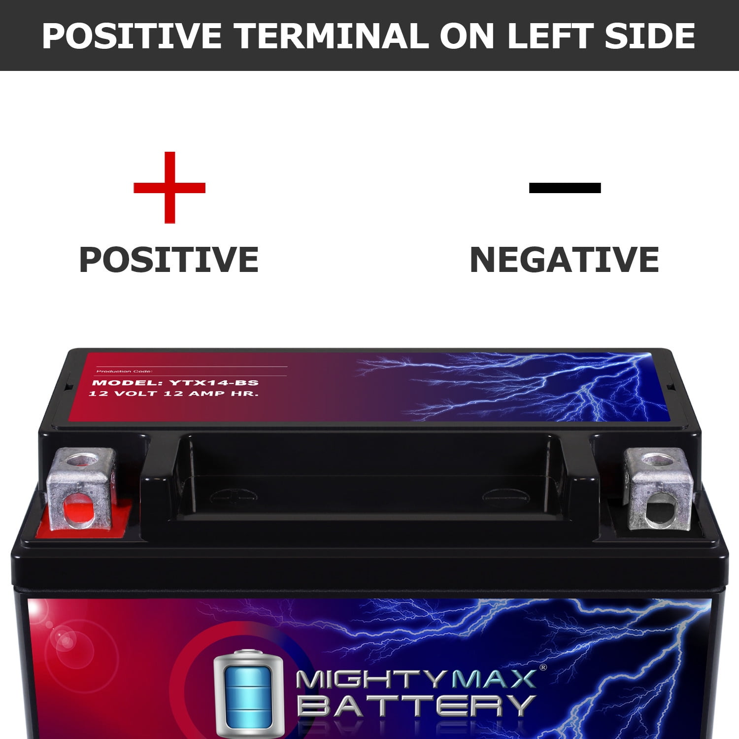 Mighty Max Battery YTX14-BS Replacement Battery for Honda TRX300 TRX350 TRX400 TRX420 (12V, 12AH) qmrf7