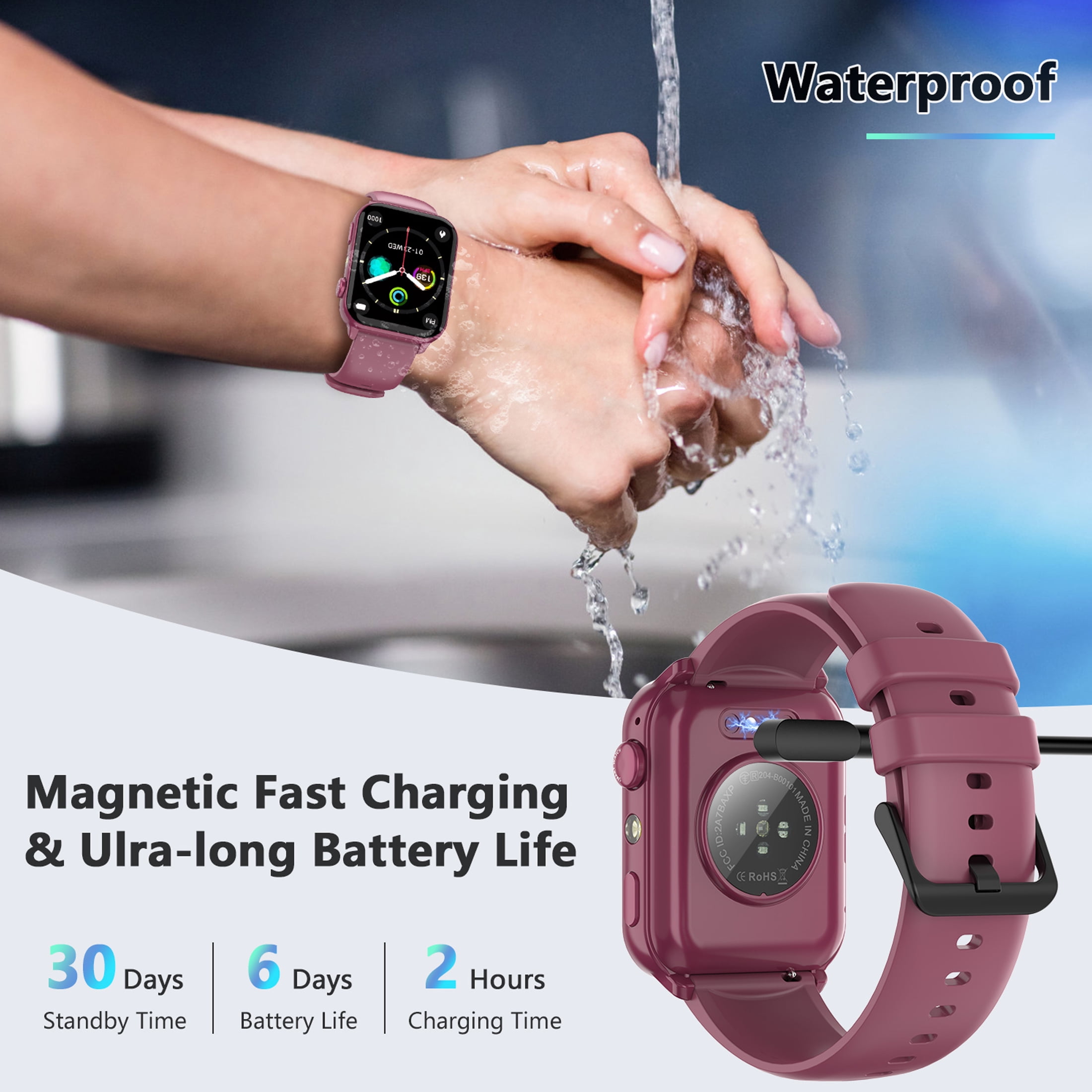 IOWODO Smart Watch Fitness Tracker with Bluetooth Calling and 100+ Sports Modes (Purple, 1.91 in) 9r1i3