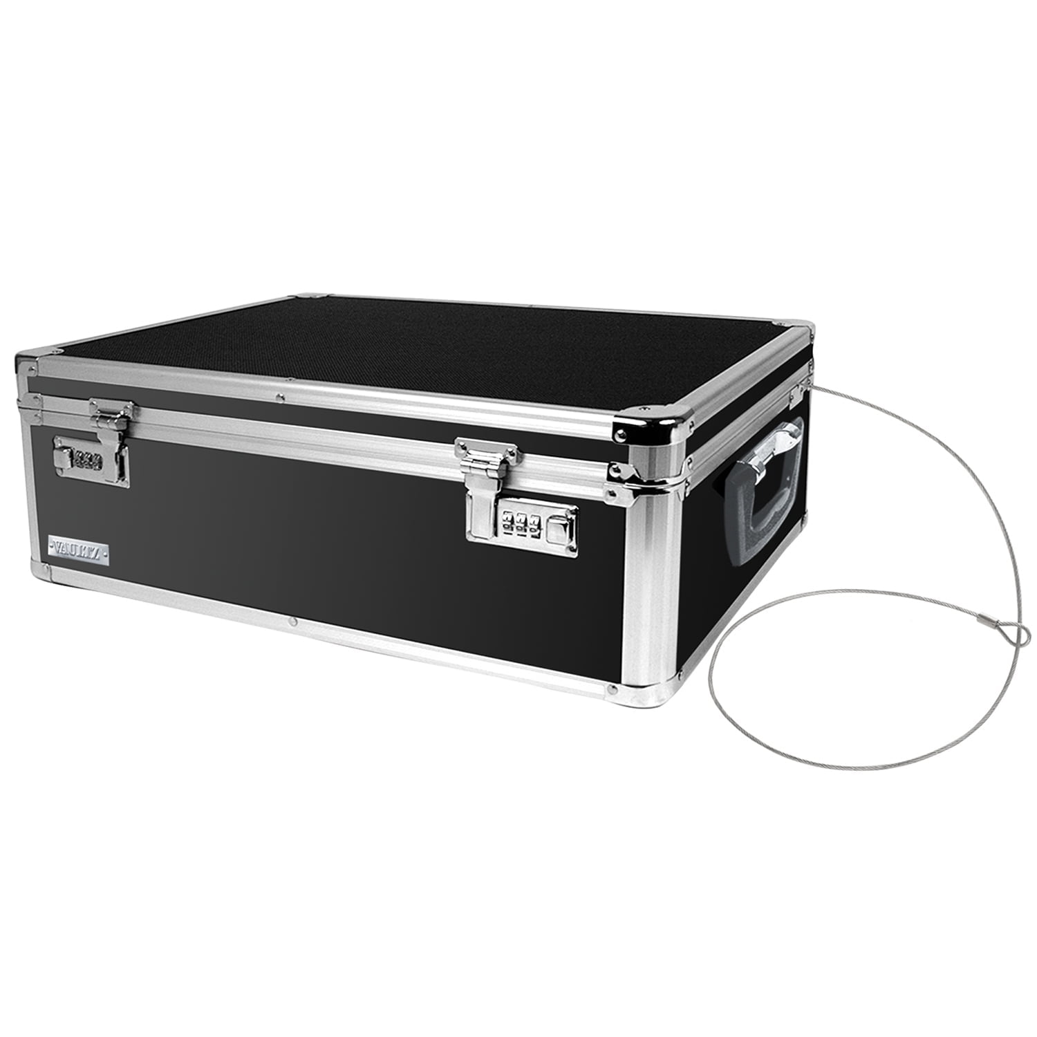 Vaultz Locking Storage Box with Combination Lock for Dorm Room Security (Black, 19.5 x 7 x 13.5 in) ol72y