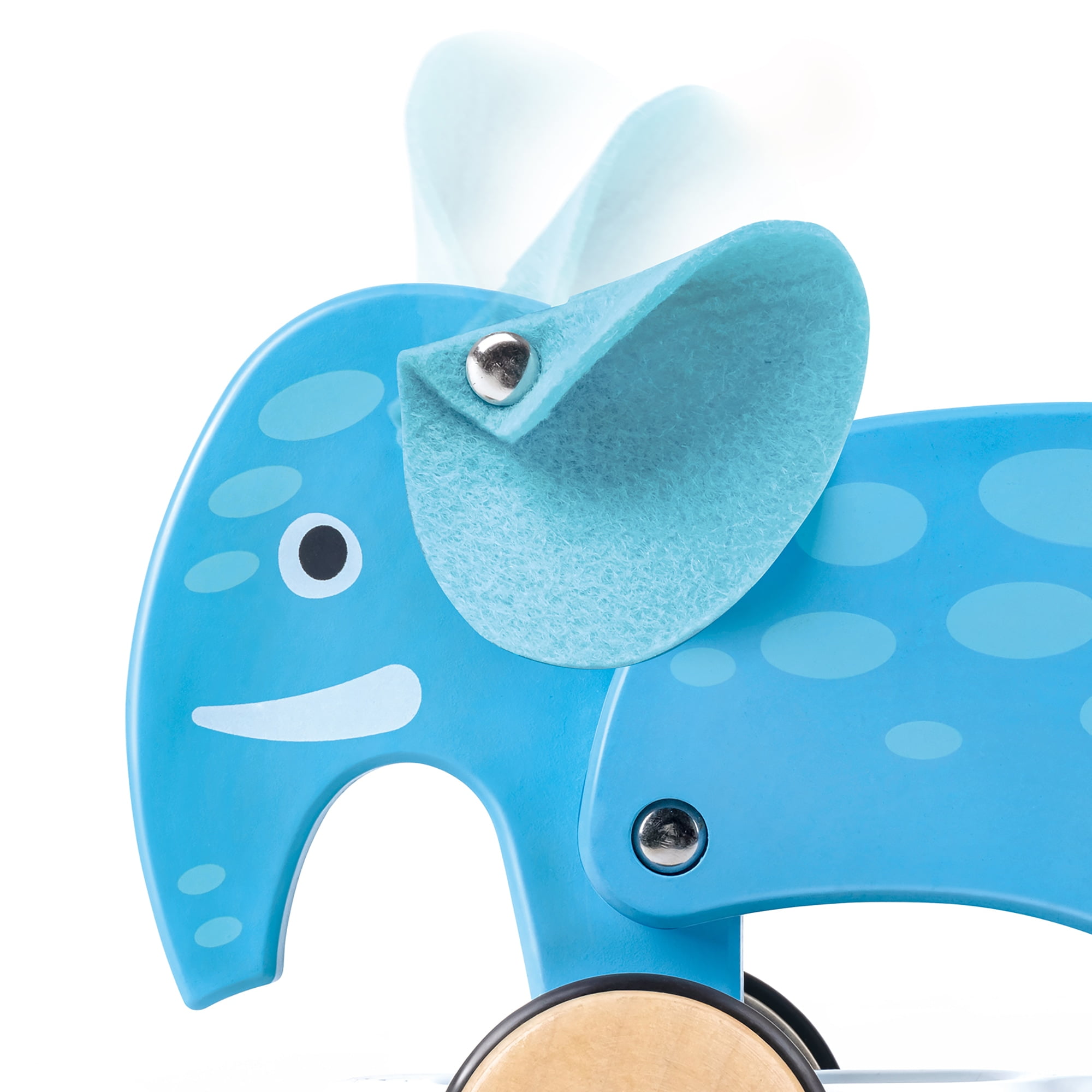 Hape Elephant Pull Along Wooden Animal Toy (Blue, 7.4 in x 6 in x 4 in) pgi80