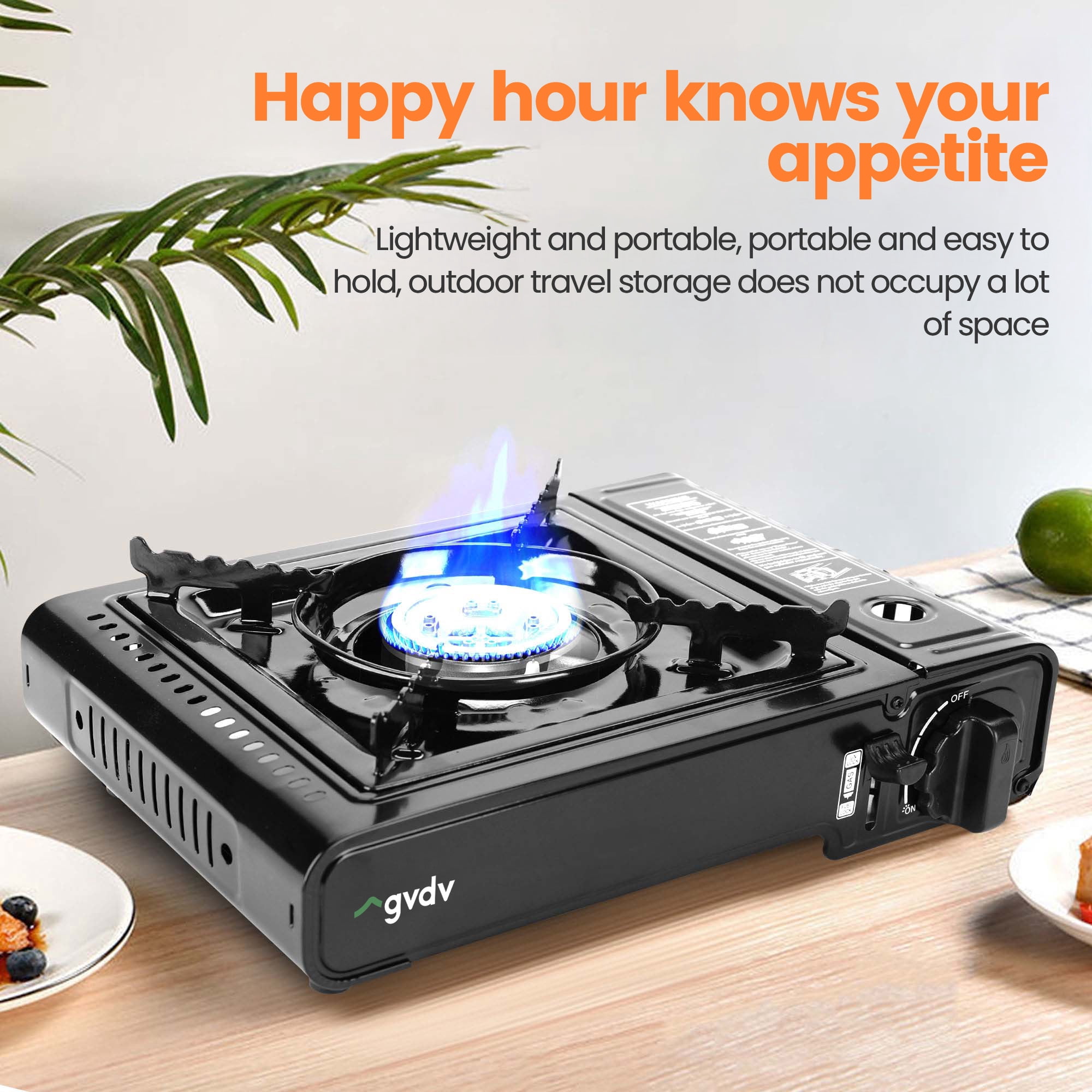 GVDV Portable Camping Stove, 1 Burner Butane Gas Stove with Carrying Case (Black, 8.8 oz) 97dio