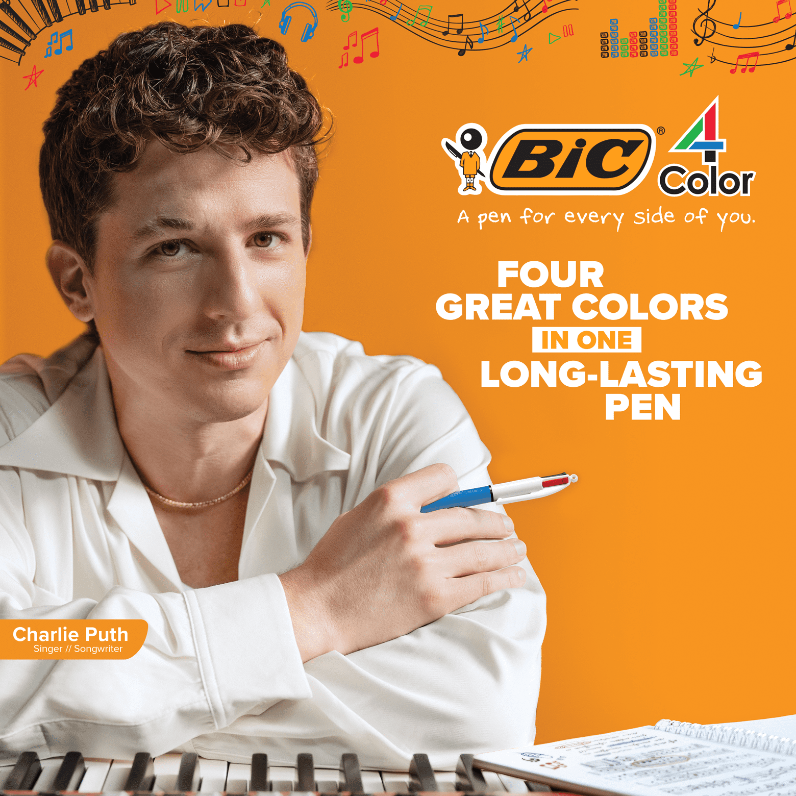 BIC 4-Color Grip Retractable Ball Pens, Medium Point (Multi-Color, 12-Count Pack) w24yr