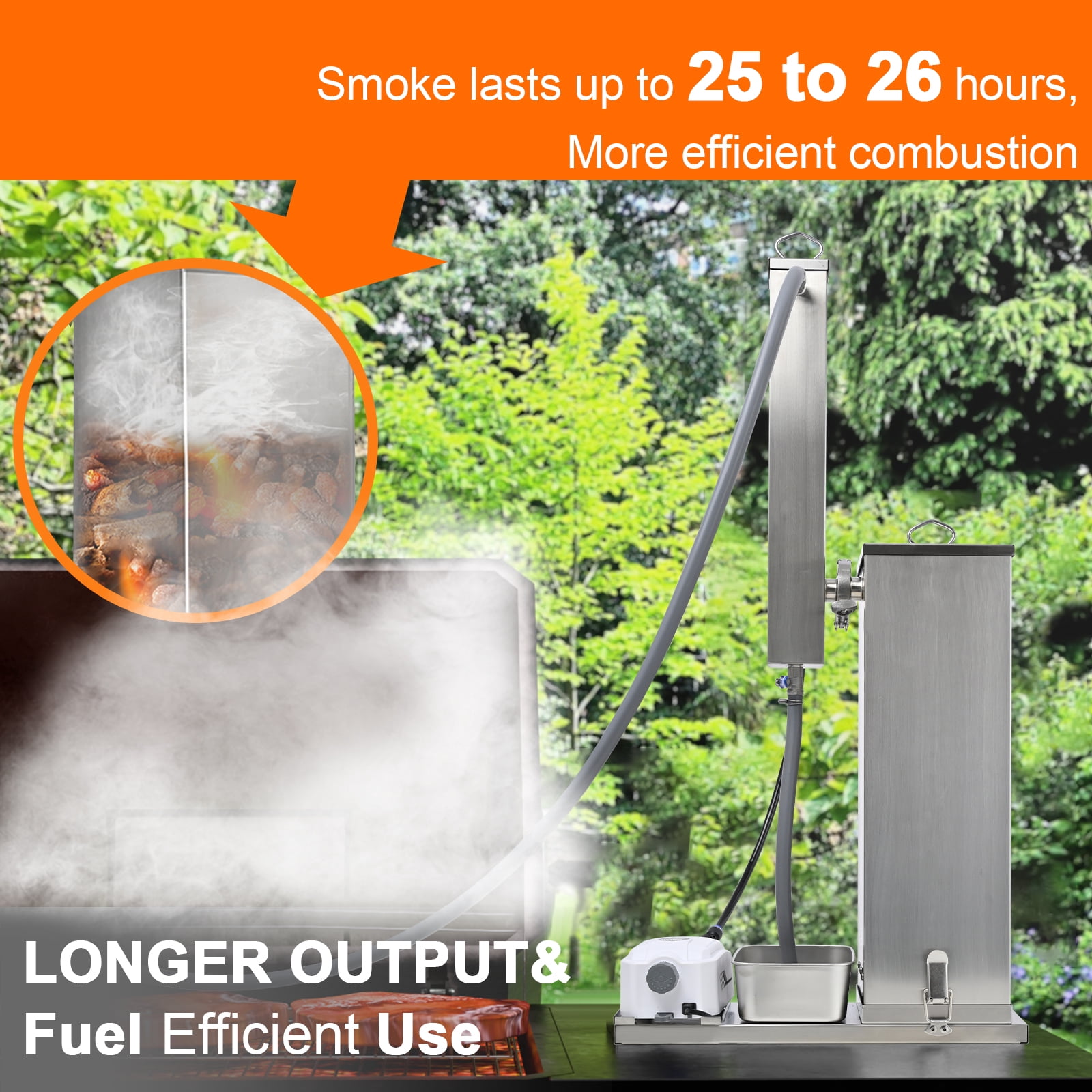 Marada Stainless Steel Cold and Hot Smoke Generator for BBQ Meat and Drinks (Silver, 10L Capacity) o2blt