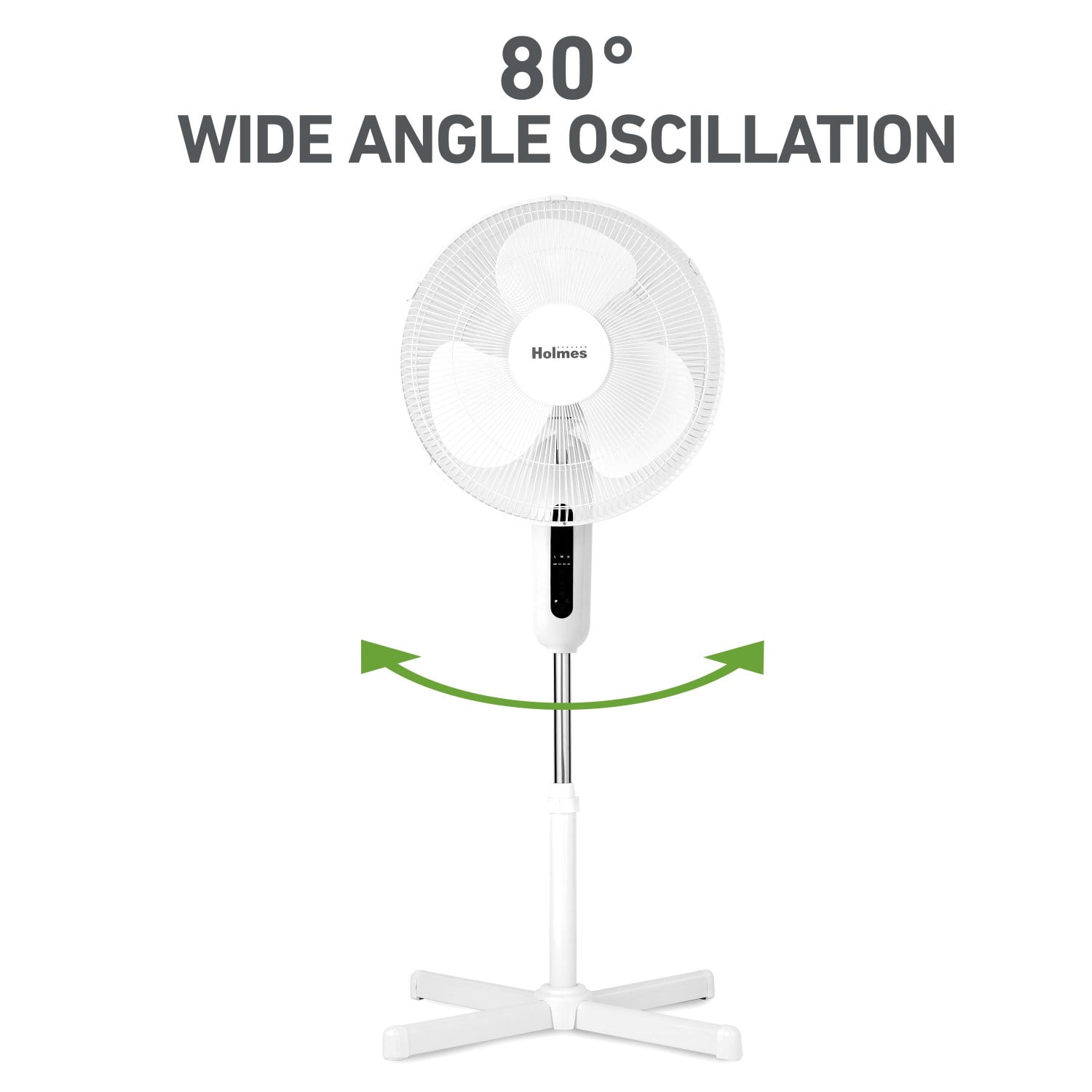 Holmes 16-inch Digital Stand Fan with Remote, 3-Speed Oscillating Pedestal Fan (White, 44-inch Height) 6a0gj