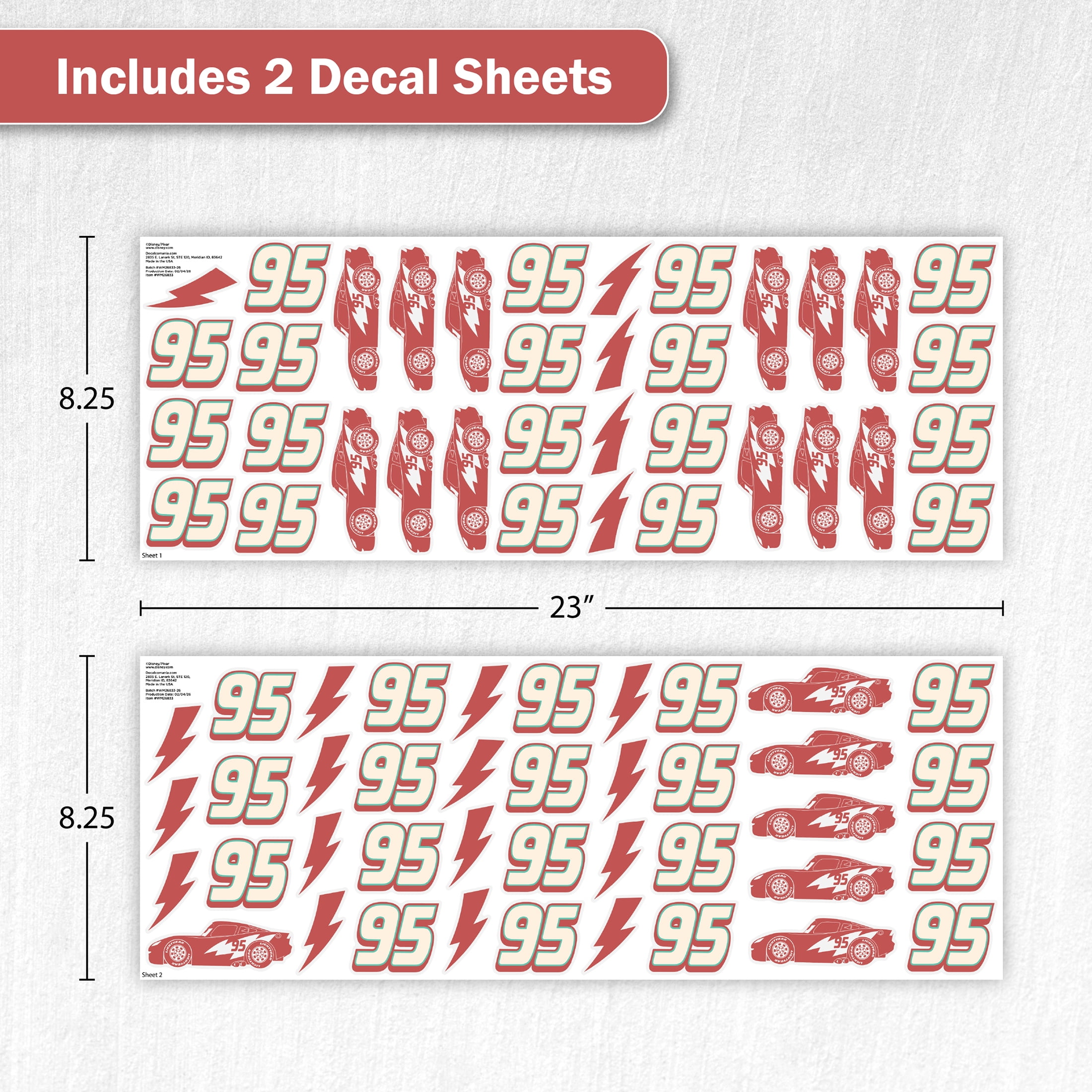 Wall Palz Disney Pixar Cars Wall Decals Peel and Stick Room Decor (Red, 76 Count) 9jrw2