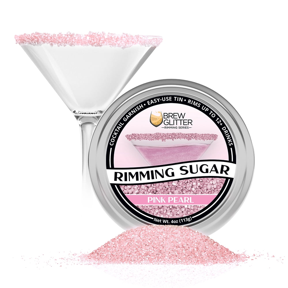 Brew Glitter Pink Pearl Cocktail Rimming Sugar for Drinks and Desserts (Pink, 4 oz) mtzba