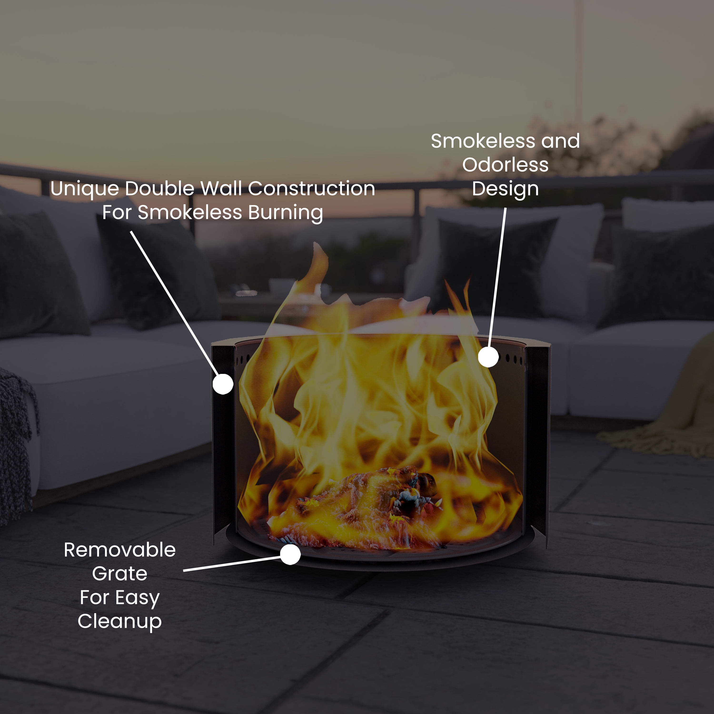 BizChair 27 inch Smokeless Outdoor Wood Burning Fire Pit with Waterproof Cover (Bronze, 27 in) 8eqga