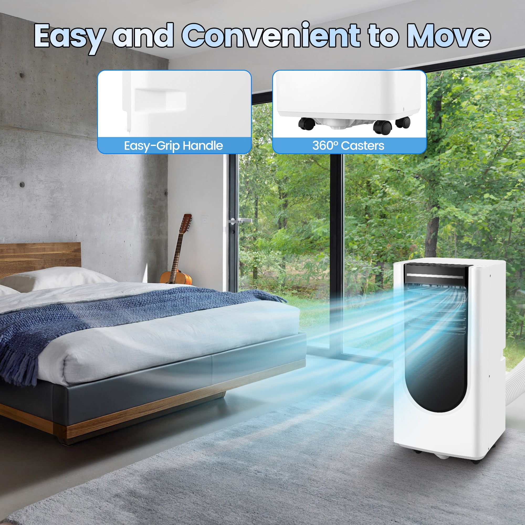 WANAI 8,000 BTU Portable Air Conditioner with Dehumidifier and Fan Mode (White, 250 sq. ft.) 07mpr
