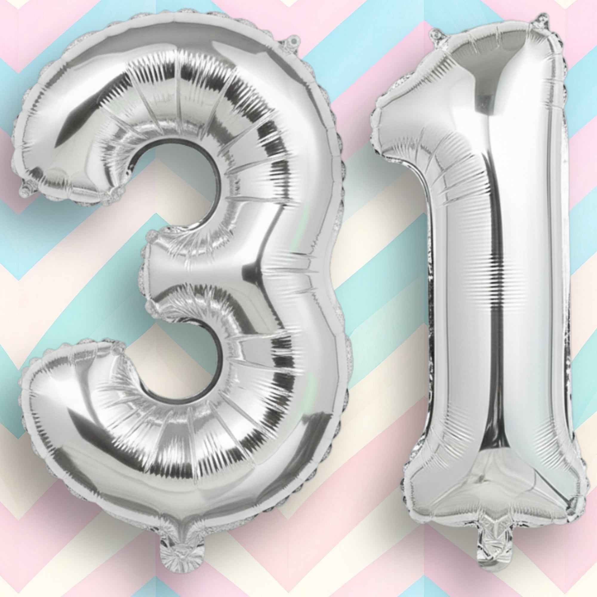 PARTY BALLOONS DELIVERY Number 31 Mylar Foil Balloon Set (Silver, 40 in) rik9y