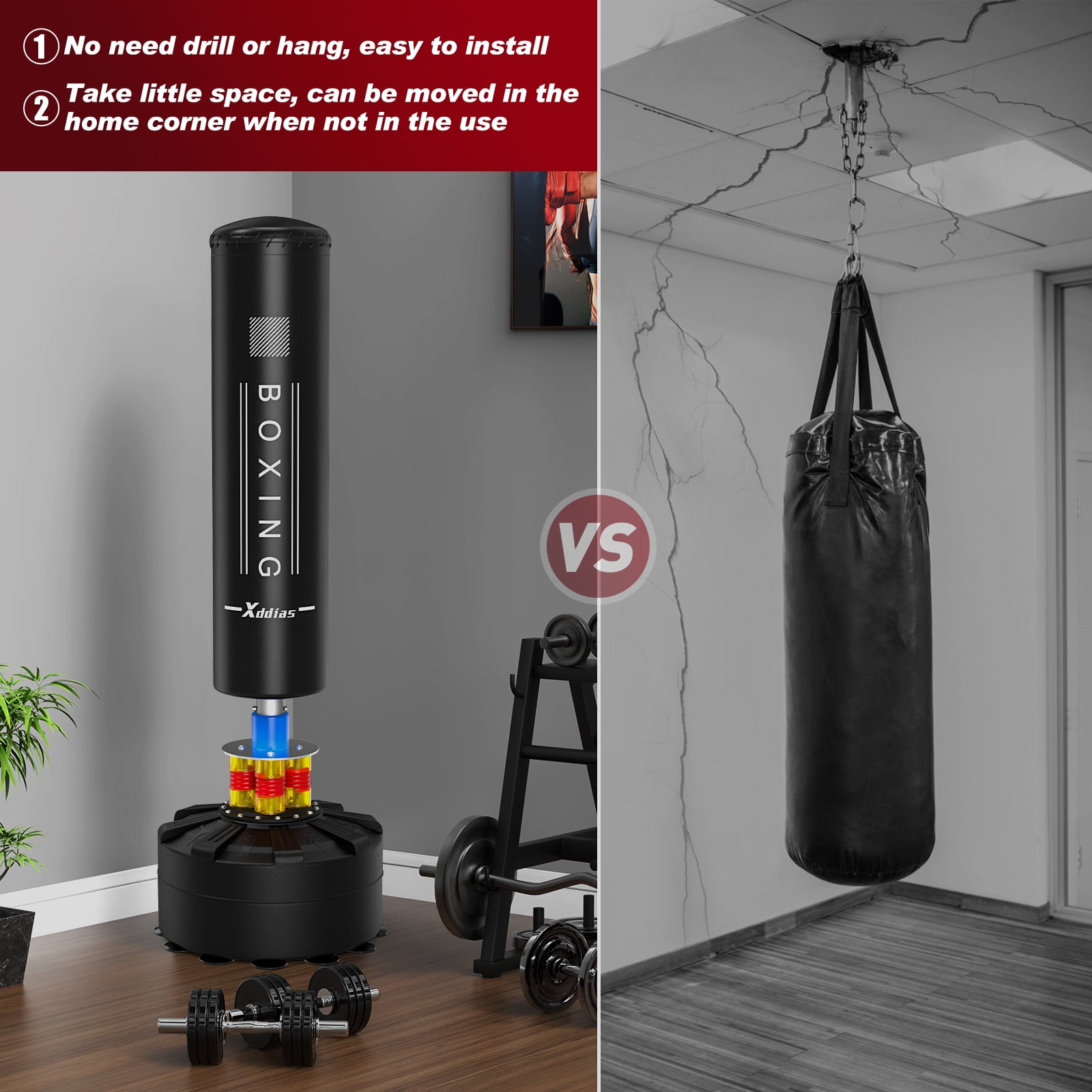 GIKPAL Freestanding Punching Bag with Boxing Gloves, Heavy-Duty Kickboxing Stand for Adults and Teens (Black, 70 in) p9suf