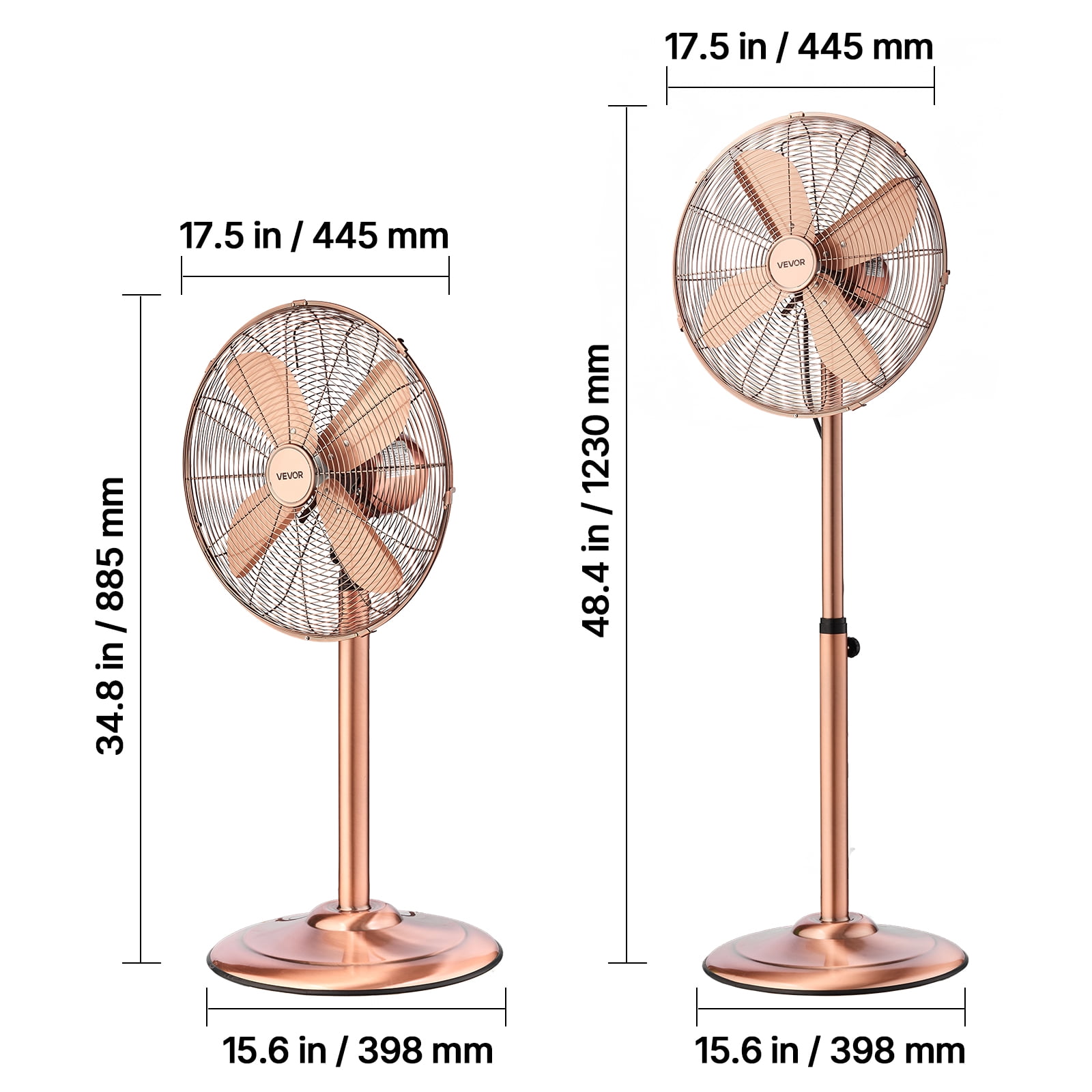 VEVOR 16-Inch High Velocity Pedestal Fan, Industrial Standing Floor Fan with 3-Speed Adjustable Height and 75° Oscillation (16 in) mbs7q