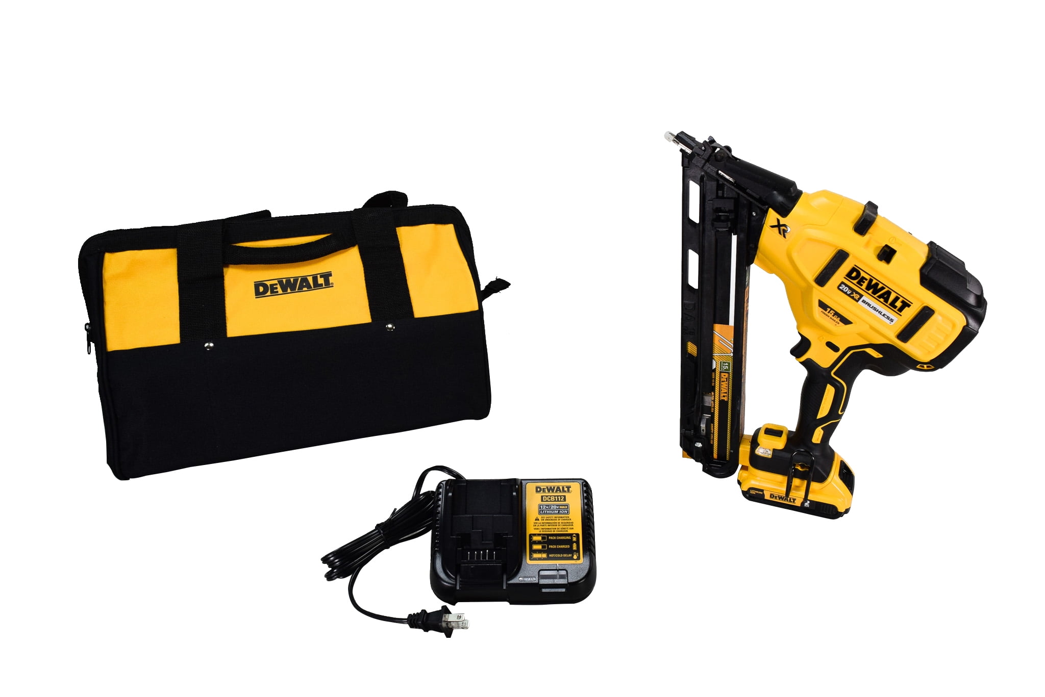 DEWALT 20V MAX XR Cordless 15-Gauge Finish Nailer Kit with Battery, Charger, and Contractor Bag (2.5 in) mn7yc