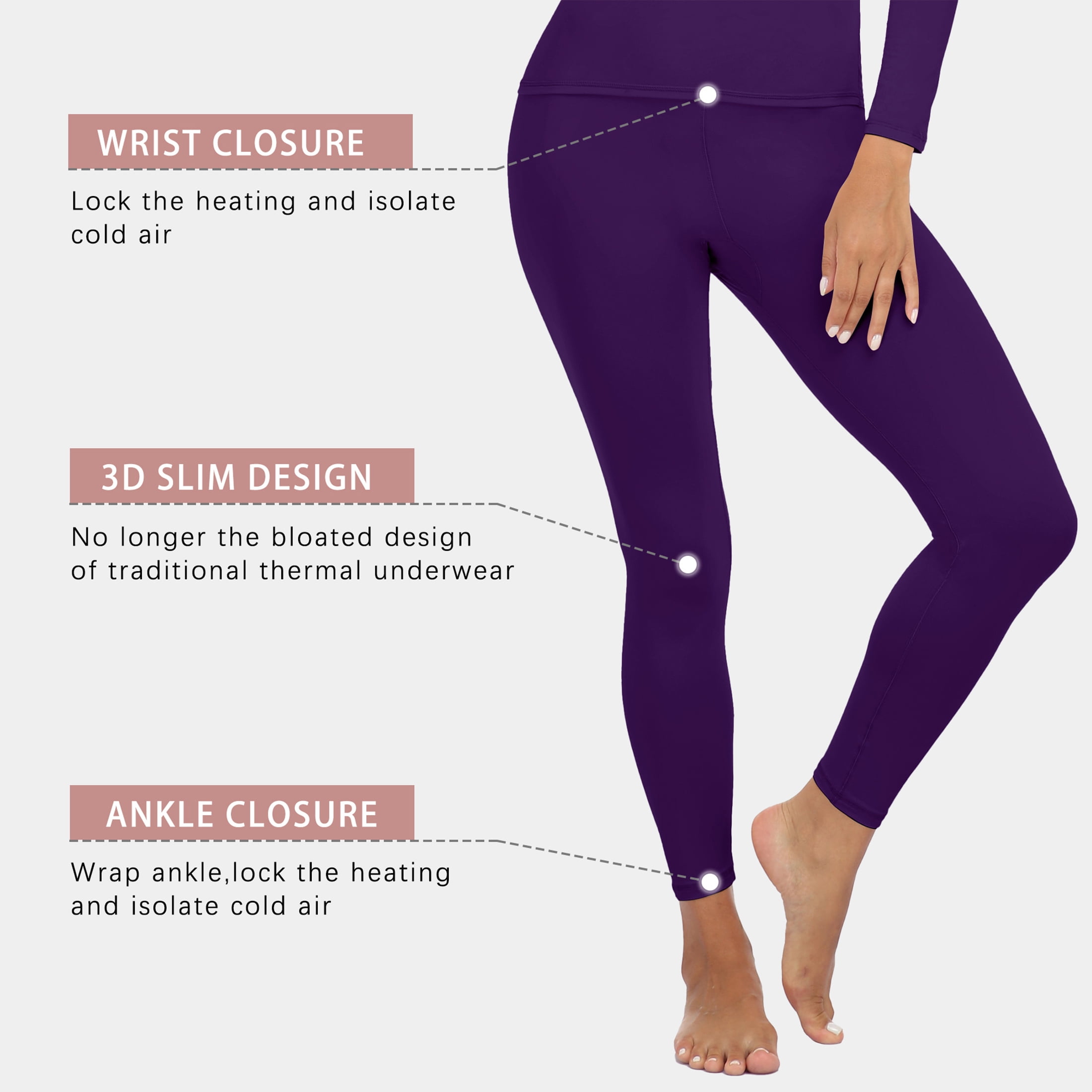 MISS COCOLI Thermal Underwear for Women Long Sleeve Base Layer Set (Black, Medium) zca7x