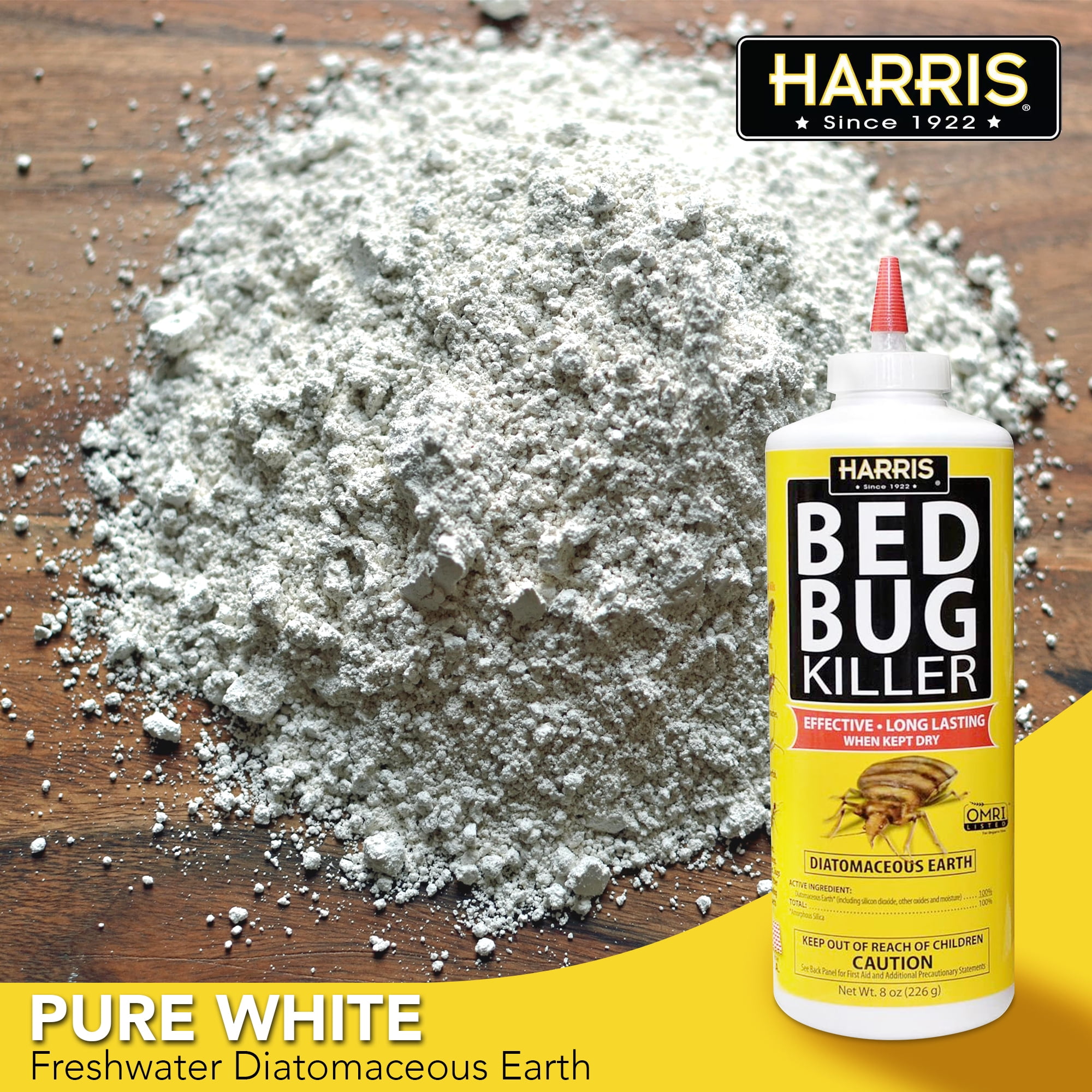 Harris Bed Bug Killer Diatomaceous Earth Powder (White, 8 oz) e4oqs