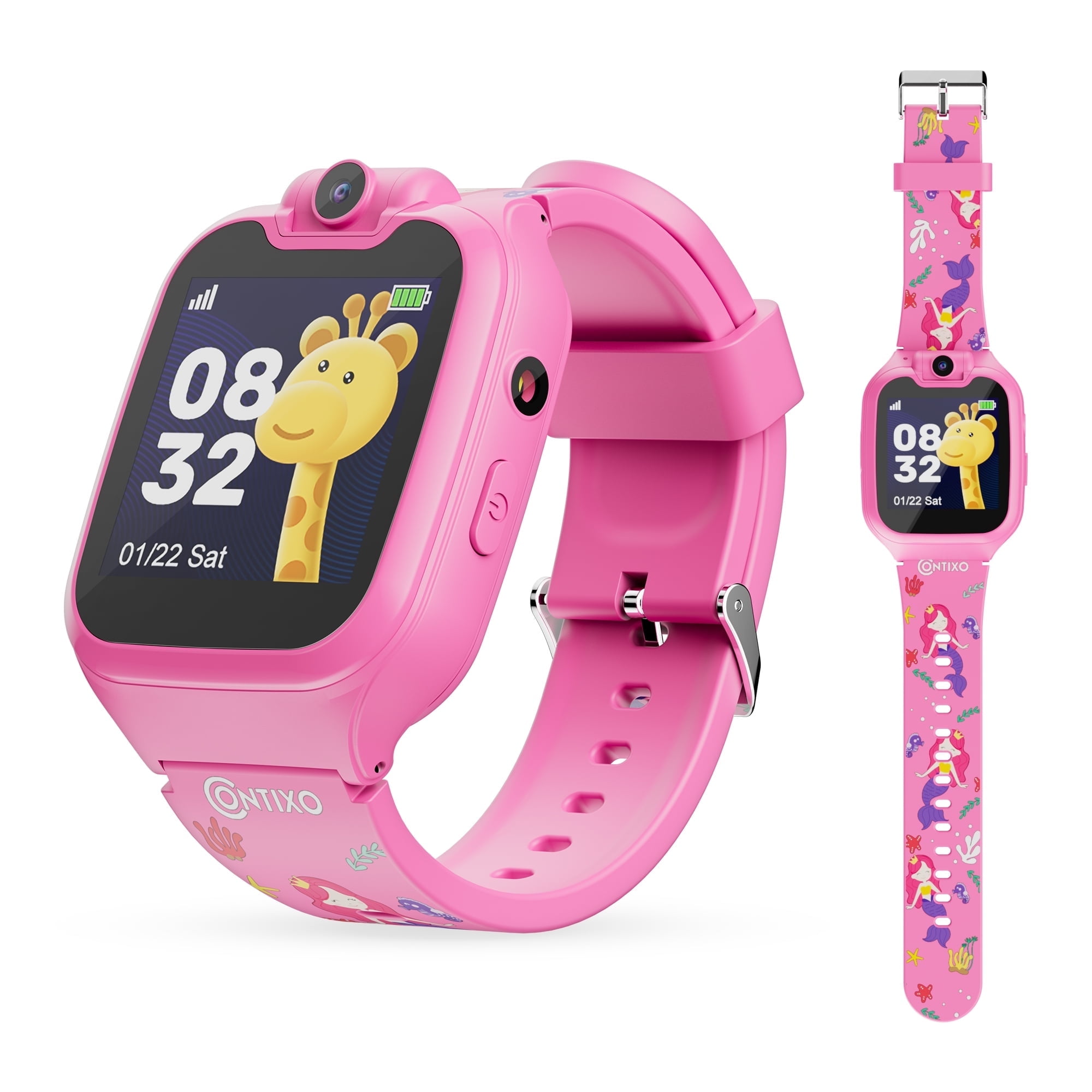 Contixo Kids Smart Watch with 1.54 in HD Touch Screen, Educational Learning Games and Rotating Camera (Pink) ubkxj