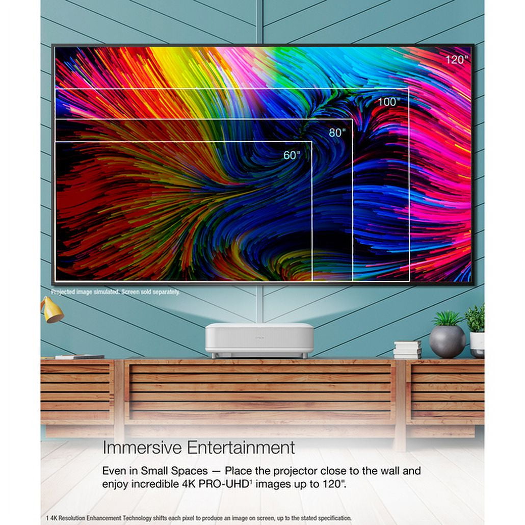 Epson EpiqVision Ultra LS650 Smart Streaming Laser Projector (White, 120 in) fq7z4