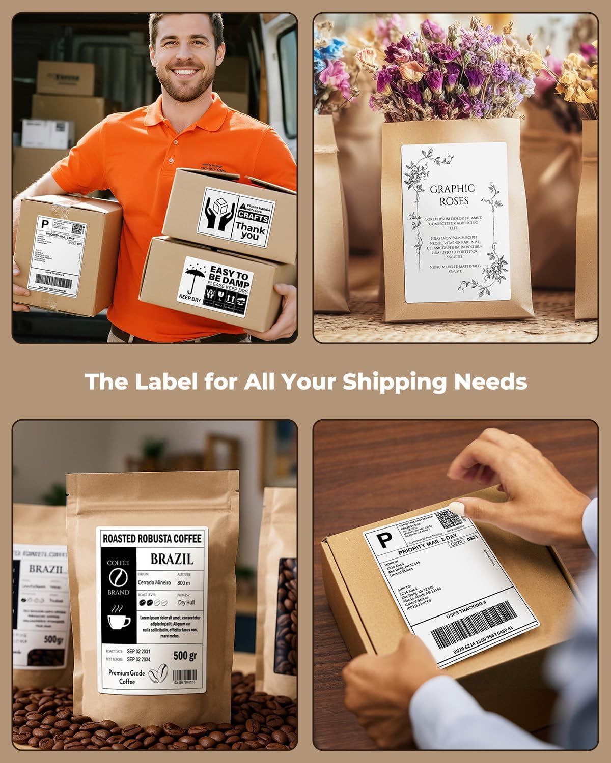 Munbyn 4 in x 6 in Direct Thermal Shipping Labels, Commercial Grade Adhesive for Logistics and Packaging (White, 220 Sheets) hoemg