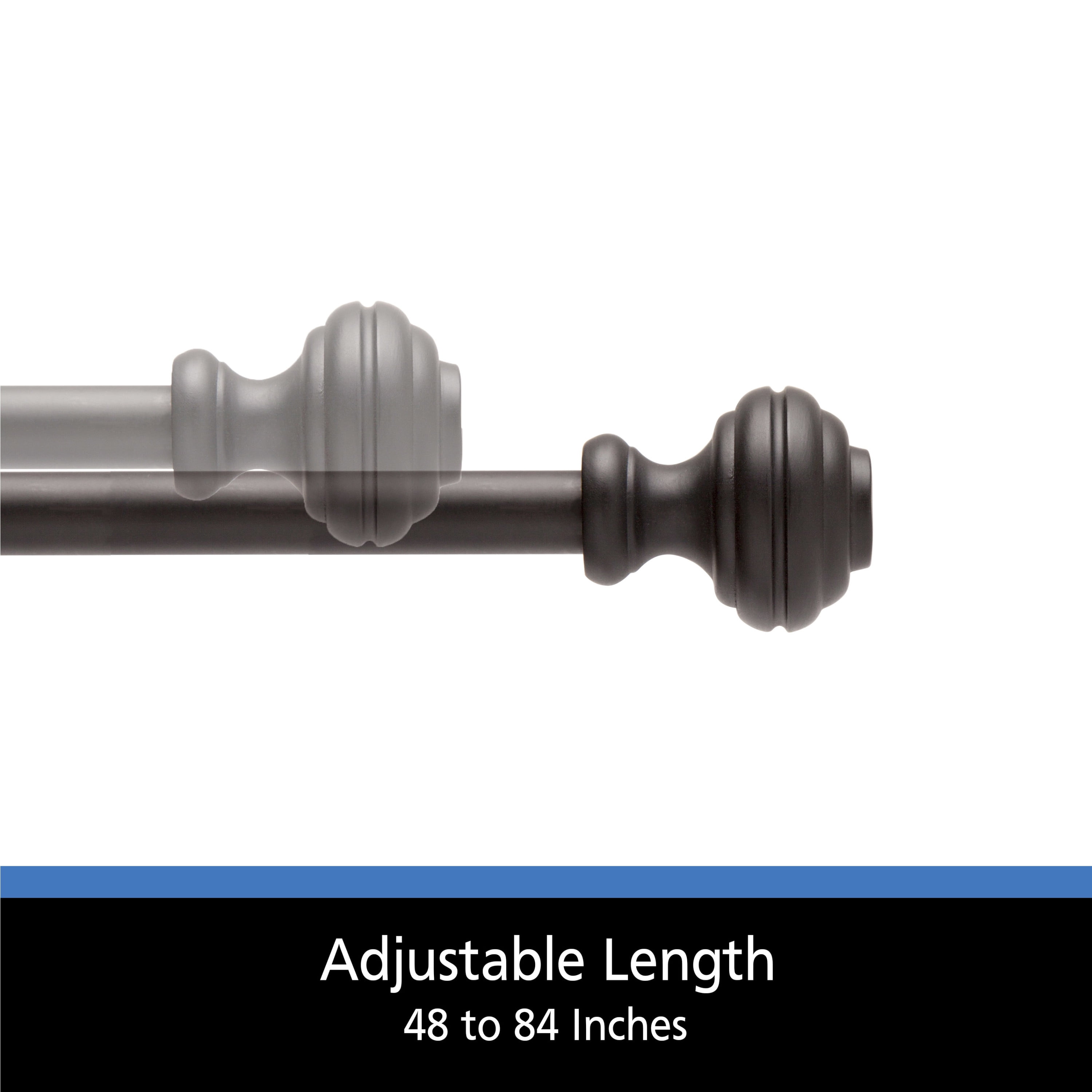 Mainstays Cedric Petite Cafe Adjustable Curtain Rod (Black, 48-84 in) aq8gr
