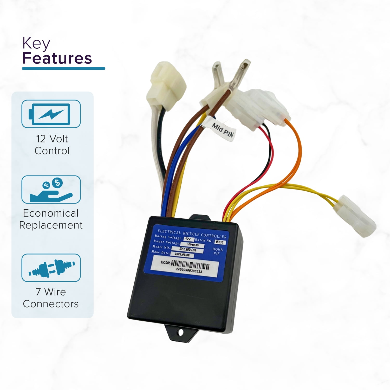 AlveyTech 12V Control Module for Razor Power Core E90 E95 Electric Scooters (7-Connector Replacement) mhyfs