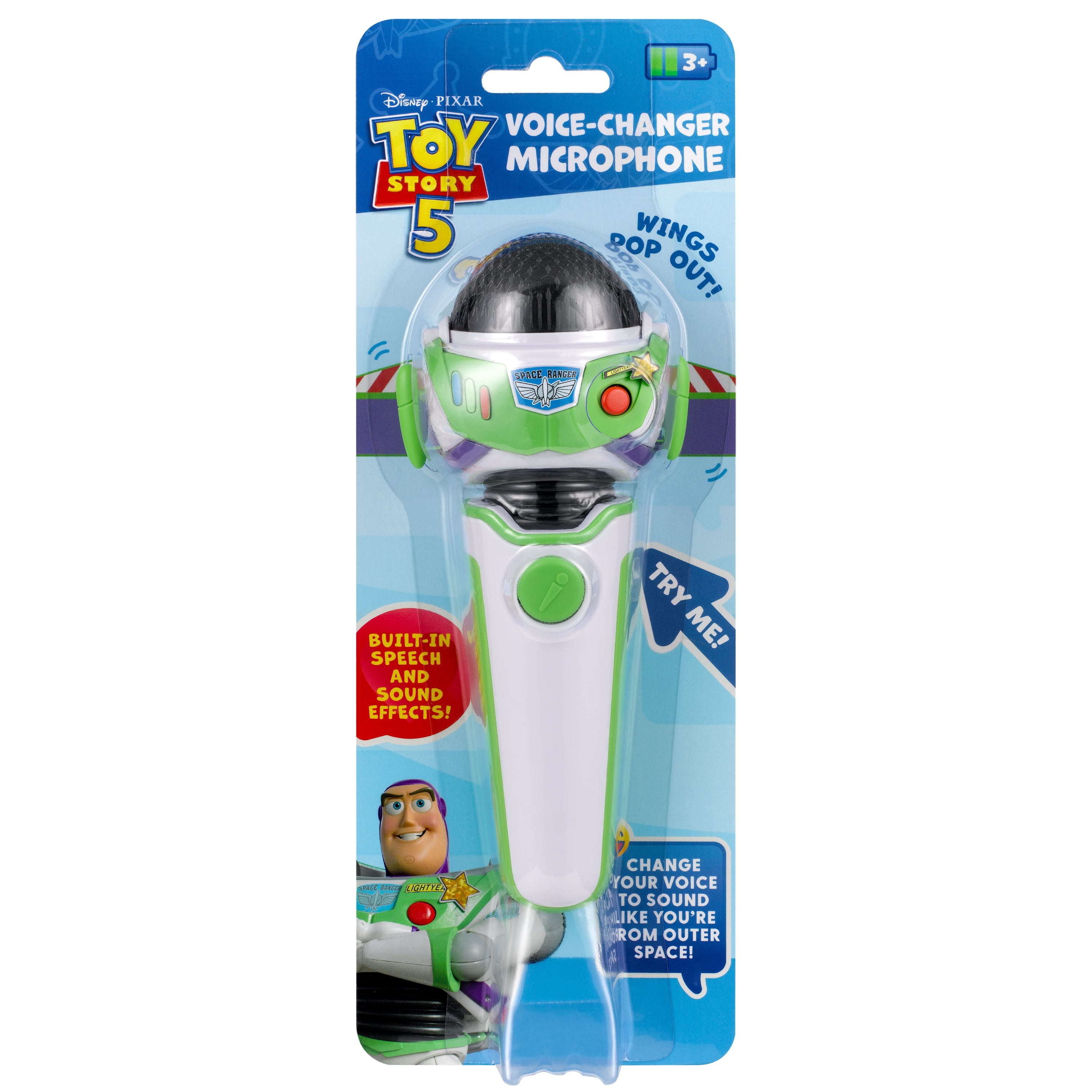 Disney Pixar Toy Story Buzz Lightyear Voice Changer Microphone with Pop-Out Wings (Red, 8 in) l51k7