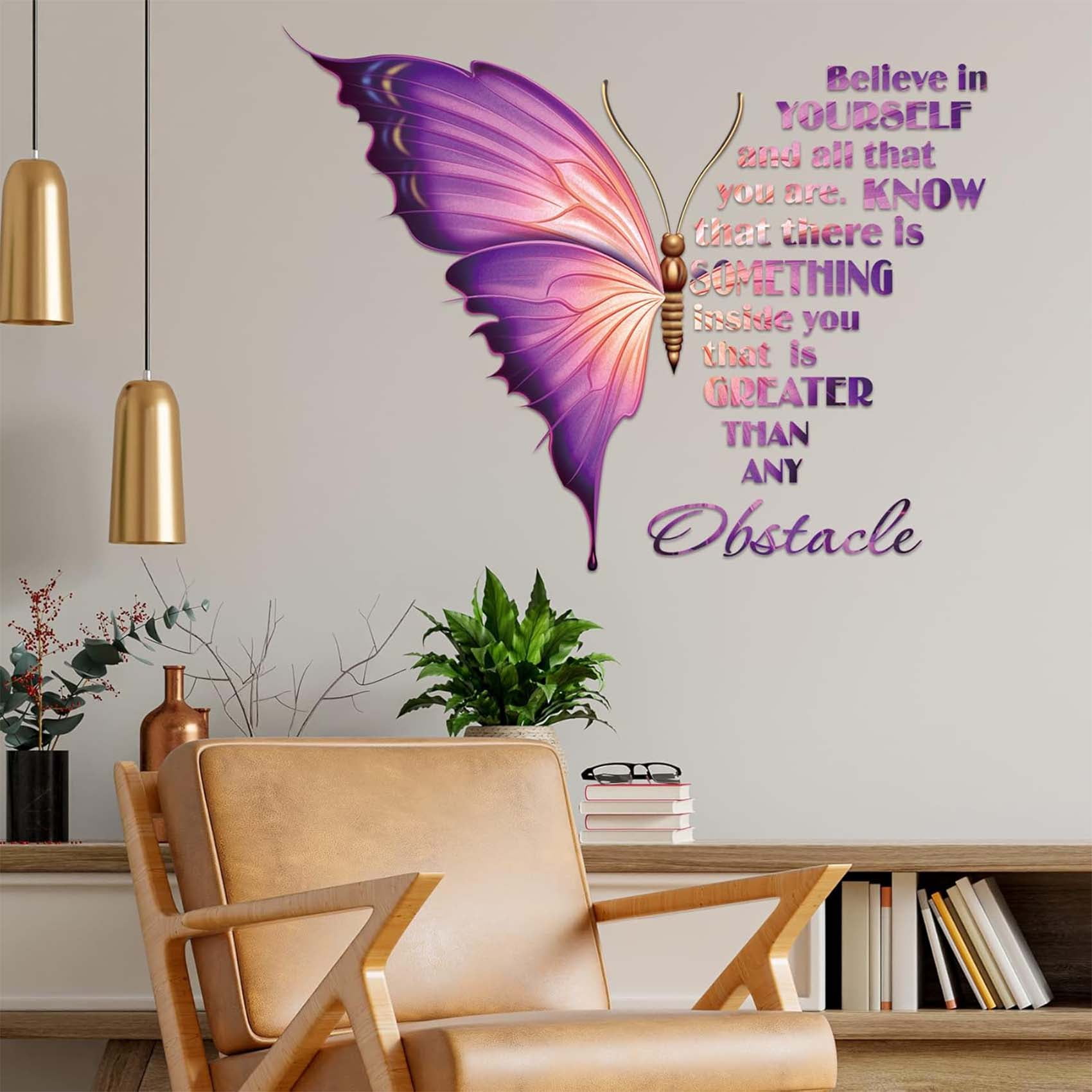 Thovorrnl Inspirational Butterfly Wall Decals, Peel and Stick Vinyl Wall Art Decor (Multicolor, 27 in x 21 in) vh03a