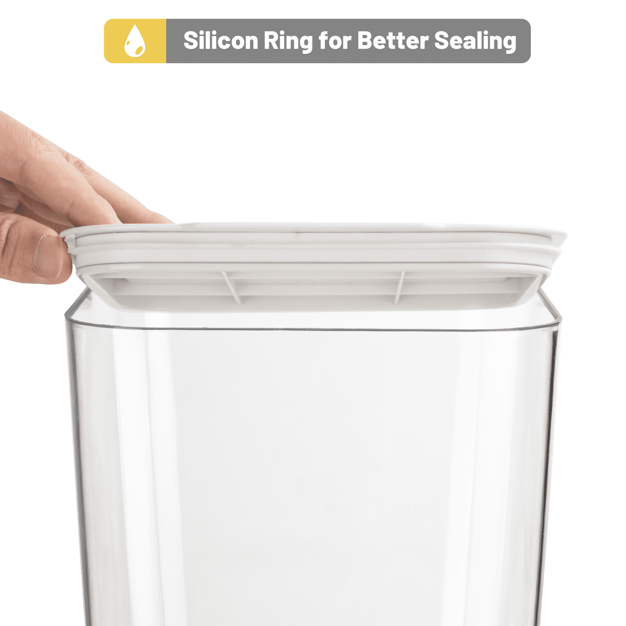 Kusmil Cereal Dispenser Countertop Storage Container for Dry Food, Rice, and Grains (White, 16.7 in x 6.3 in x 6.3 in) 2yraj