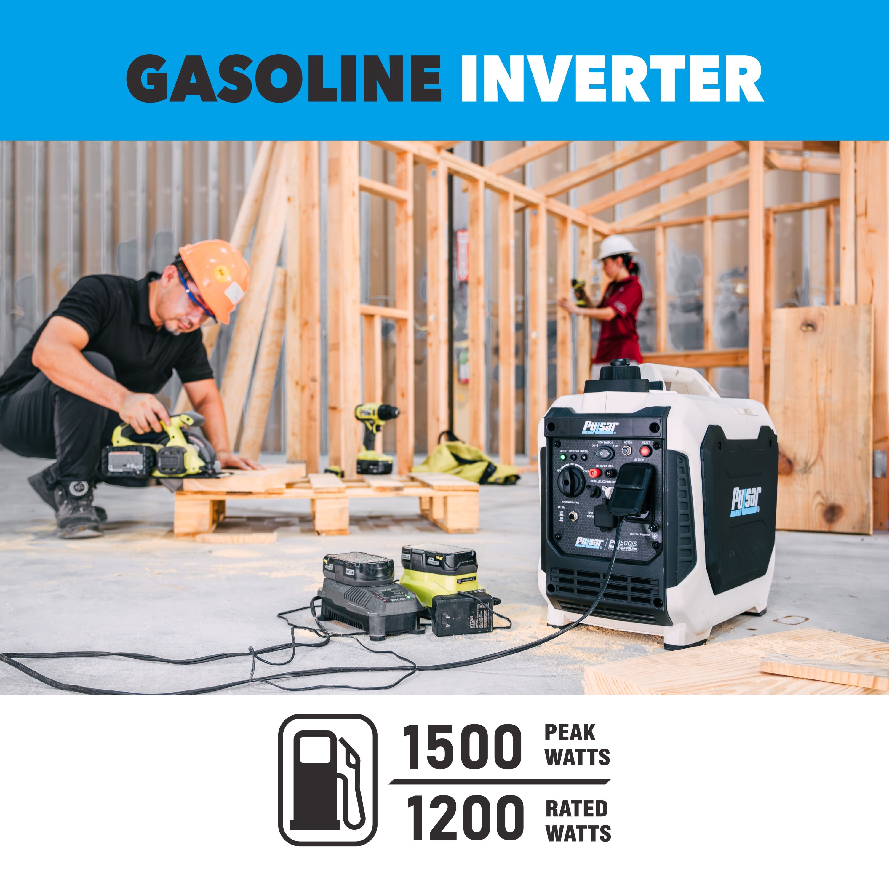 Pulsar 1,500 Watt Quiet Portable Inverter Generator (Parallel Ready, 27 lb) 7lnj6
