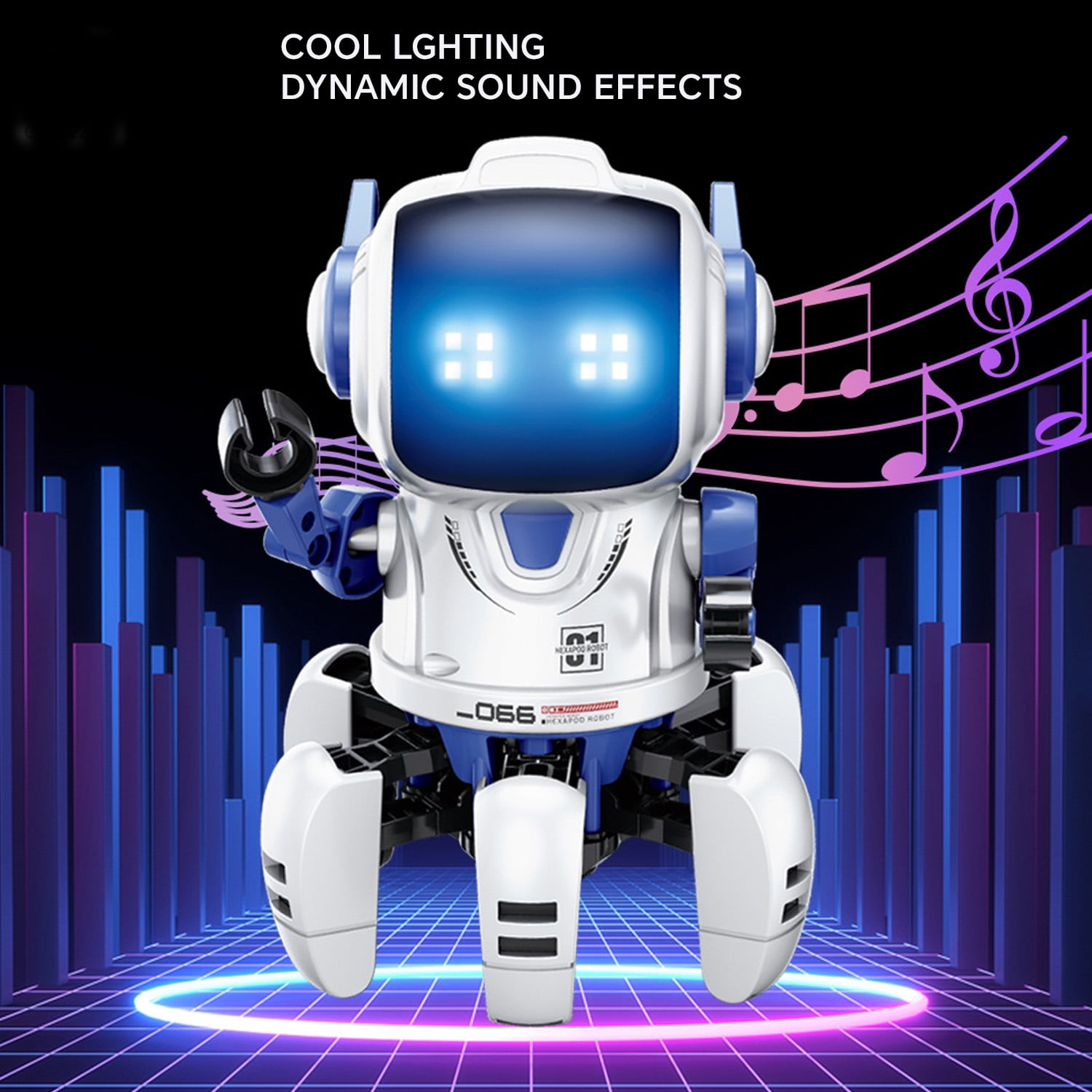 Lvelia Intelligent Programmable RC Robot Toy, Interactive Walking Dancing Smart Robot with LED Eyes and Remote Control (White) 95pet