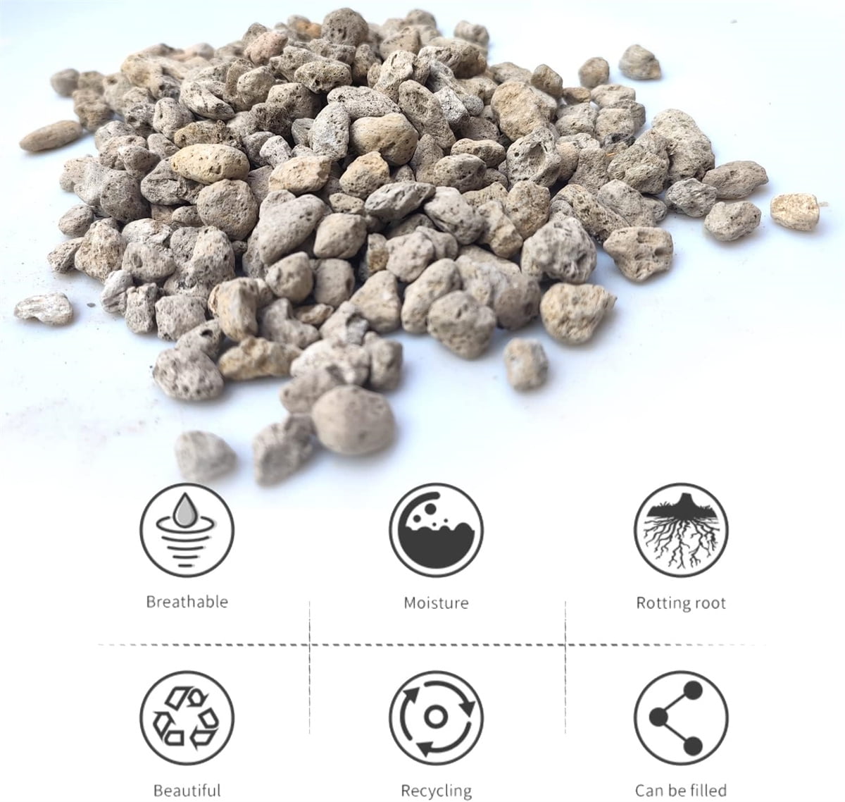 GIXUSIL Horticultural Pumice for Plants, Succulent and Bonsai Soil Amendment, Aeration and Drainage Rock (3/8 in, 0.5 lb) oeqby