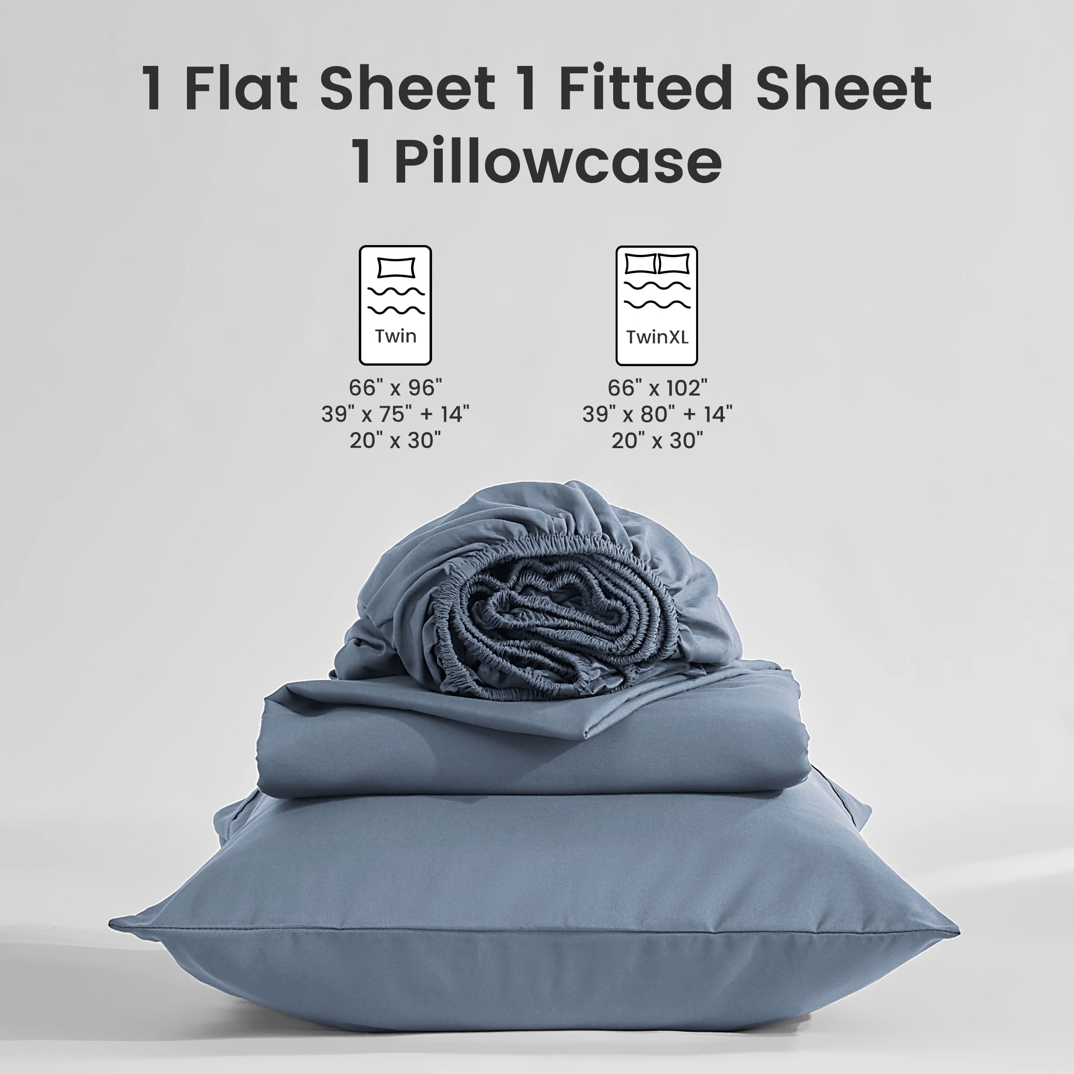 Sonive 4-Piece Bed Sheet Set, Ultra Soft Breathable Microfiber Bedding (Flint Stone Blue, Queen) vny8i