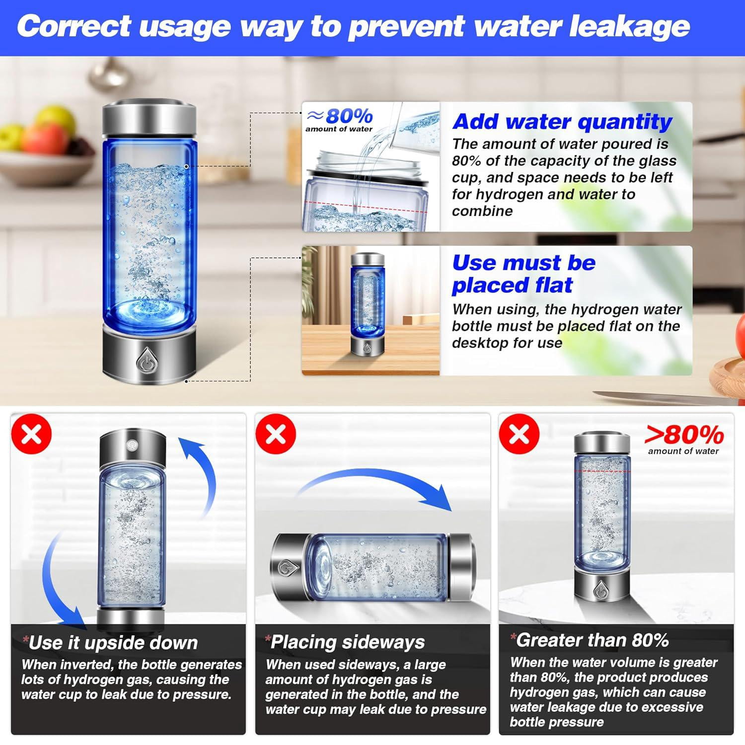 Gcvioh Hydrogen Water Generator Portable Ionizer Machine with PEM SPE Technology (Silver, 14.2 fl oz) 9s4d7