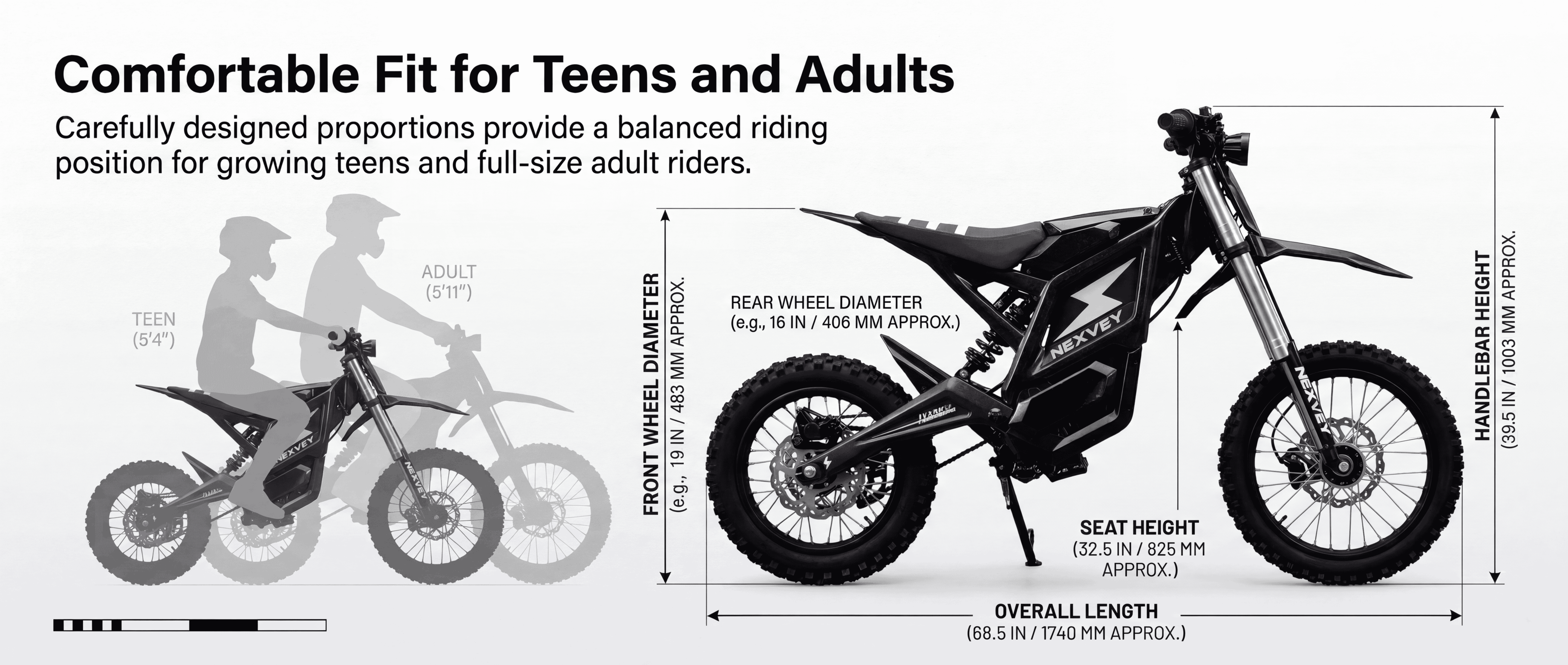 NEXVEY Electric Dirt Bike for Teens, Off-Road Motorcycle with 4000W Peak Motor, 35 MPH Top Speed, 35 Miles Range, Full Suspension (Black, 28 in Seat Height) yhdmc