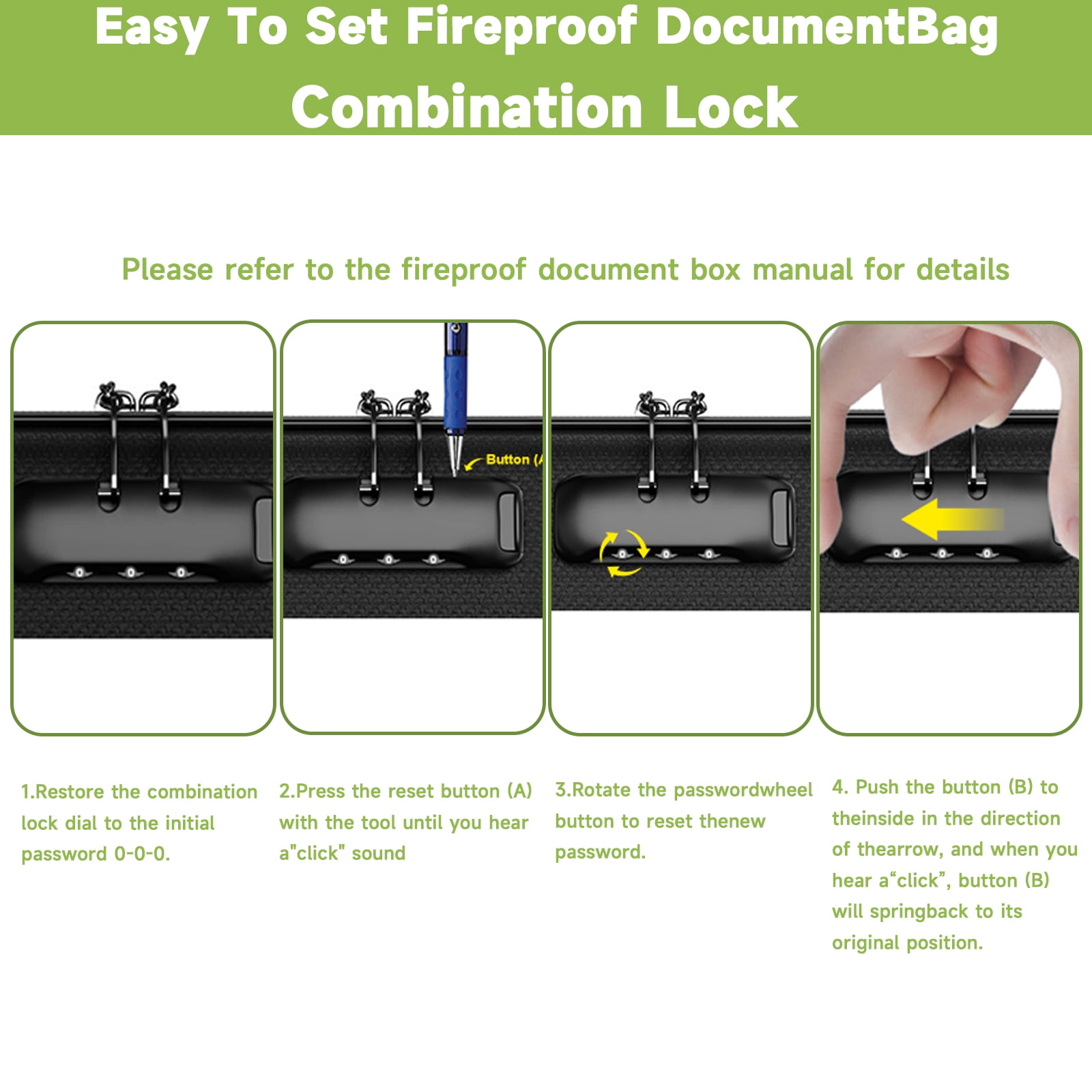 OUTGOO Fireproof File Organizer with Lock, Hard-Shell Document Storage Box with 13-Pocket Accordion Folder (Black, 15.5 in x 11.5 in x 3 in) 4eyu5