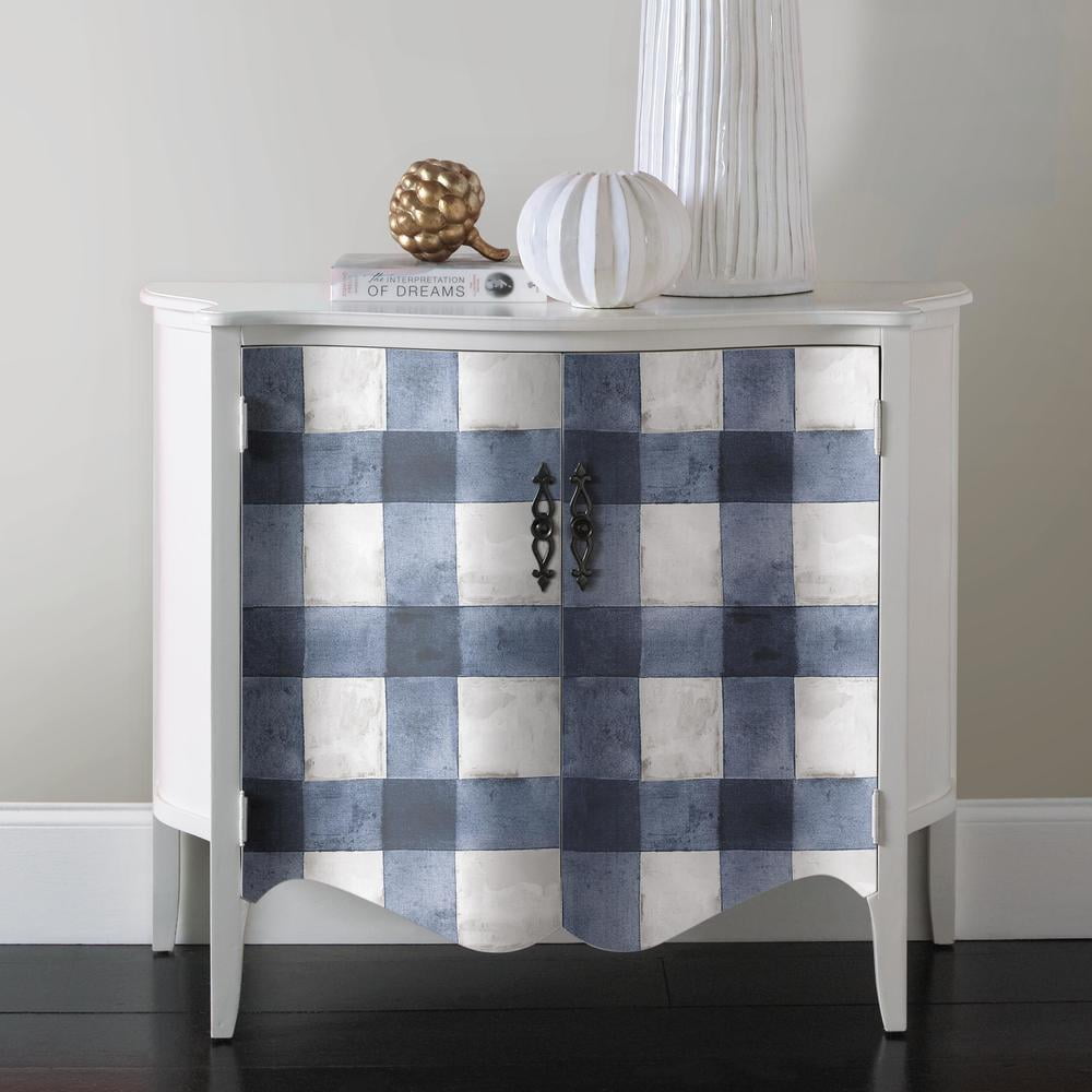 RoomMates Buffalo Plaid Peel and Stick Wallpaper (Black, 20.5 in x 16.5 ft) nvld4
