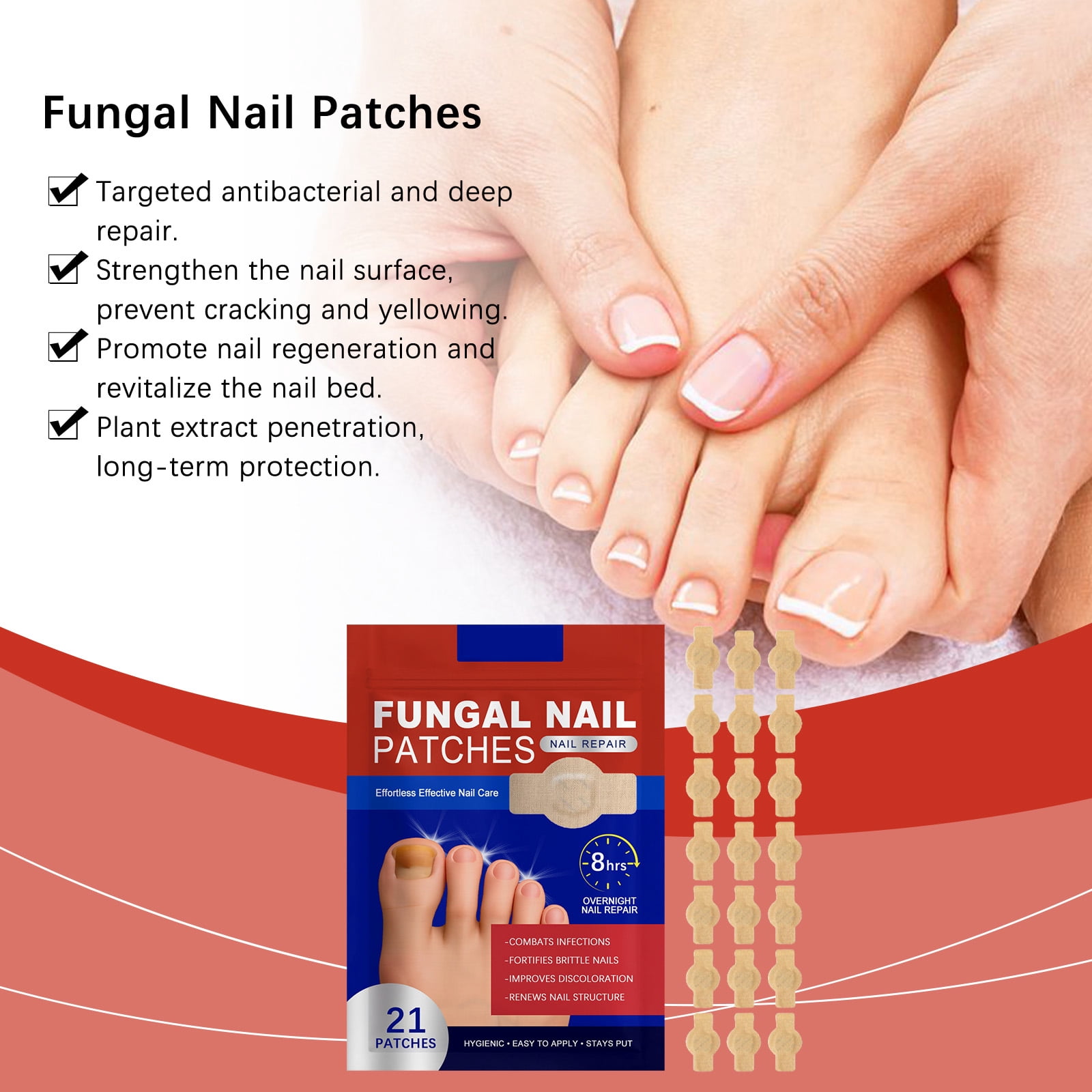 Cassiu Pearl Fungal Nail Patches, Hydrogel Nail Care Treatment for Discoloration and Repair (21 Count, 2 Pack) mmfgp
