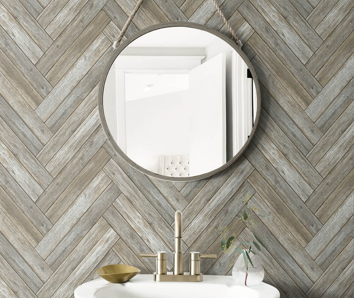 NextWall Faux Chevron Wood Peel and Stick Wallpaper (Taupe & Beige, 20.5 in. x 18 ft.) oak86