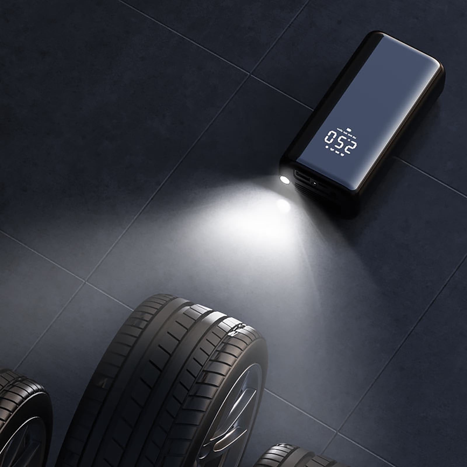 Xhegex Portable Wireless Car Tire Inflator with Digital Pressure Display (Black, 1 Pack) gjlwc