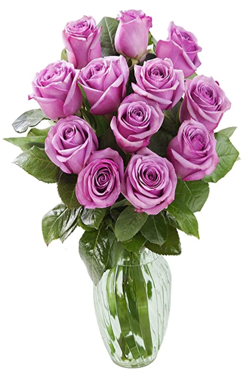 KaBloom Fresh Lavender Rose Bouquet (12 Roses, 3 Greens, 15-Stem Arrangement) mwqcj