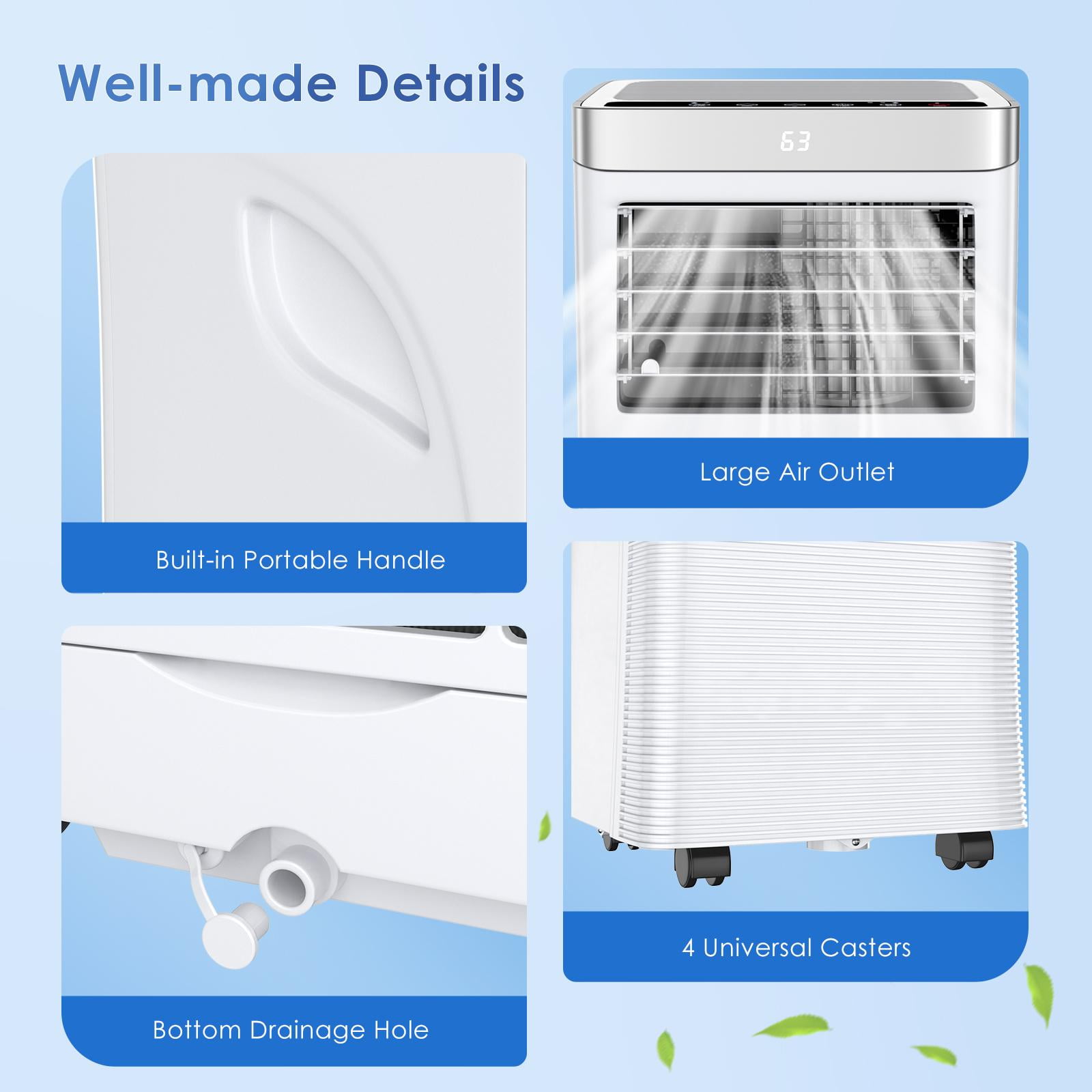 Giantex Portable Air Conditioner 3-in-1 Cooling Fan and Dehumidifier with Remote Control and Window Kit (White, 8000 BTU) q74ry