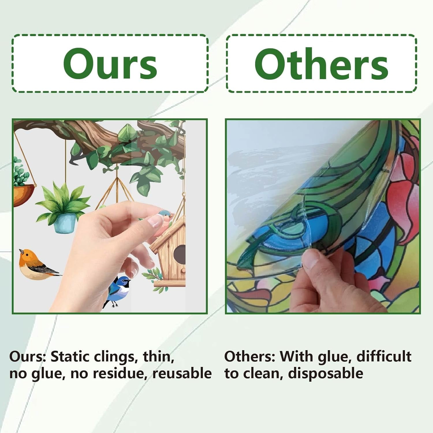 DICOSMETIC Bird Window Decals Anti-Collision Static Cling for Home Decor (Multicolor, 15 in x 47 in) op0q2