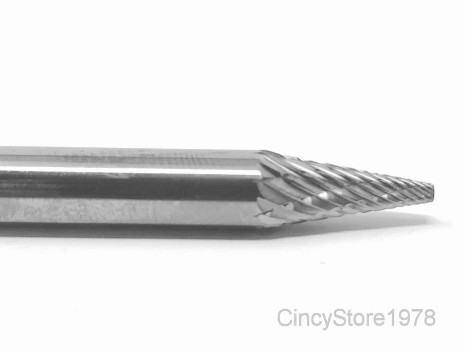 KLYNE Sm1D Pointed Cone Carbide Burr Die Grinder Bit (1/4 in) 3ghag