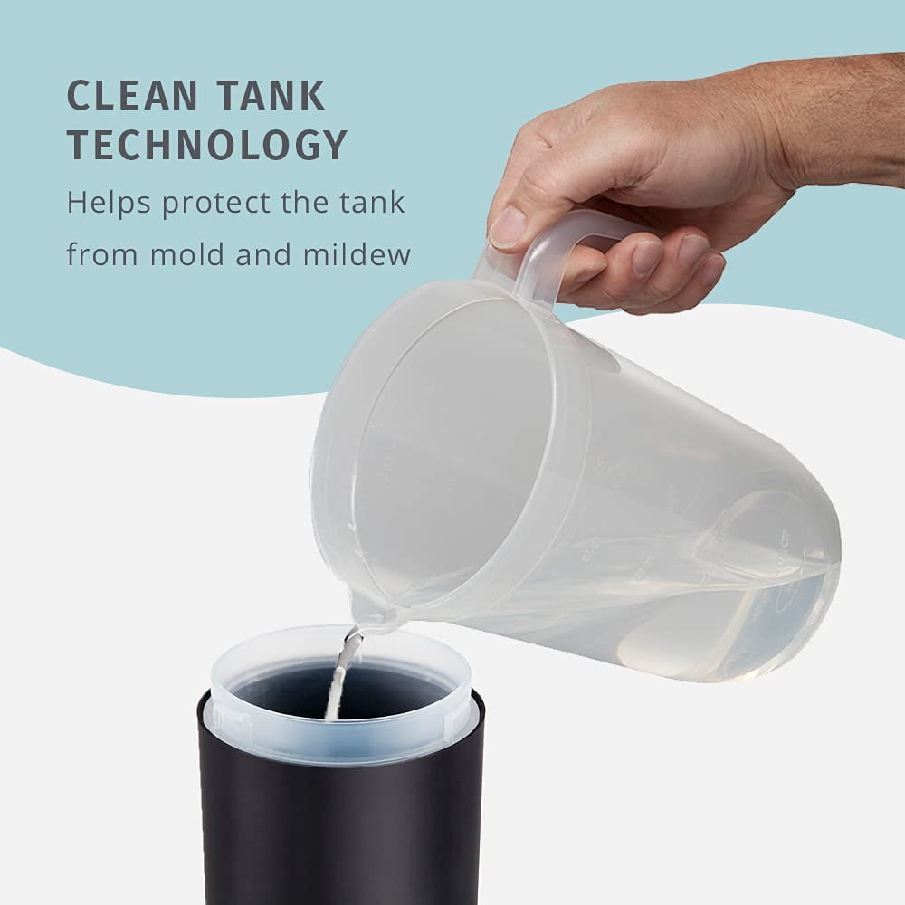 Homedics Portable Ultrasonic Humidifier, Cordless Desktop Cool Mist for Travel and Office (Black, 8.5 fl oz) 6rc2i