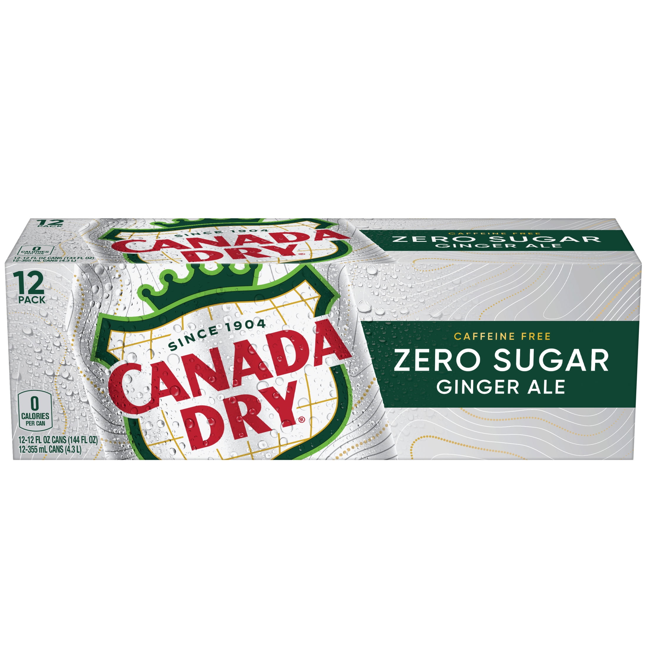 Canada Dry Ginger Ale Zero Sugar Soda, Caffeine Free, Refreshing Carbonated Beverage (12 fl oz, 12 Pack) cscmh