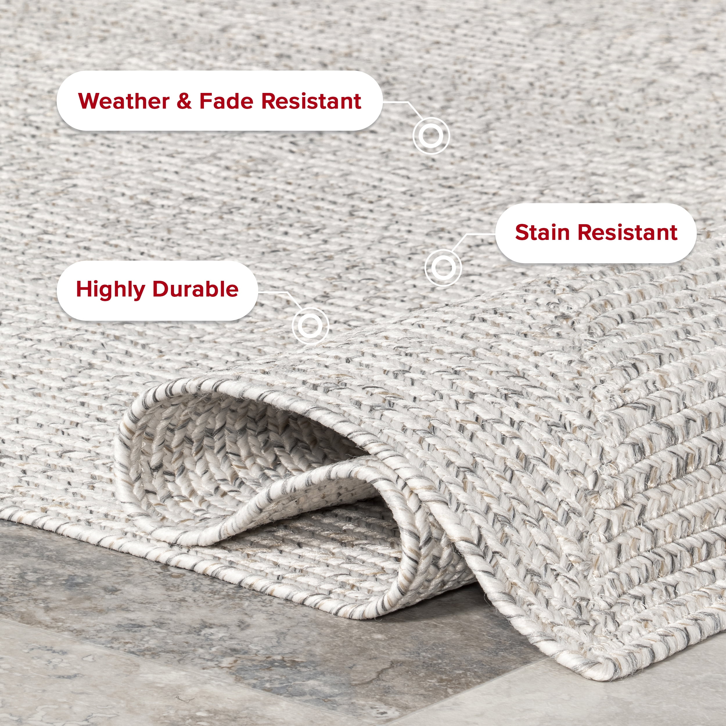 nuLOOM Wynn Braided Indoor/Outdoor Area Rug (Ivory, 2 ft x 3 ft) o6vuc