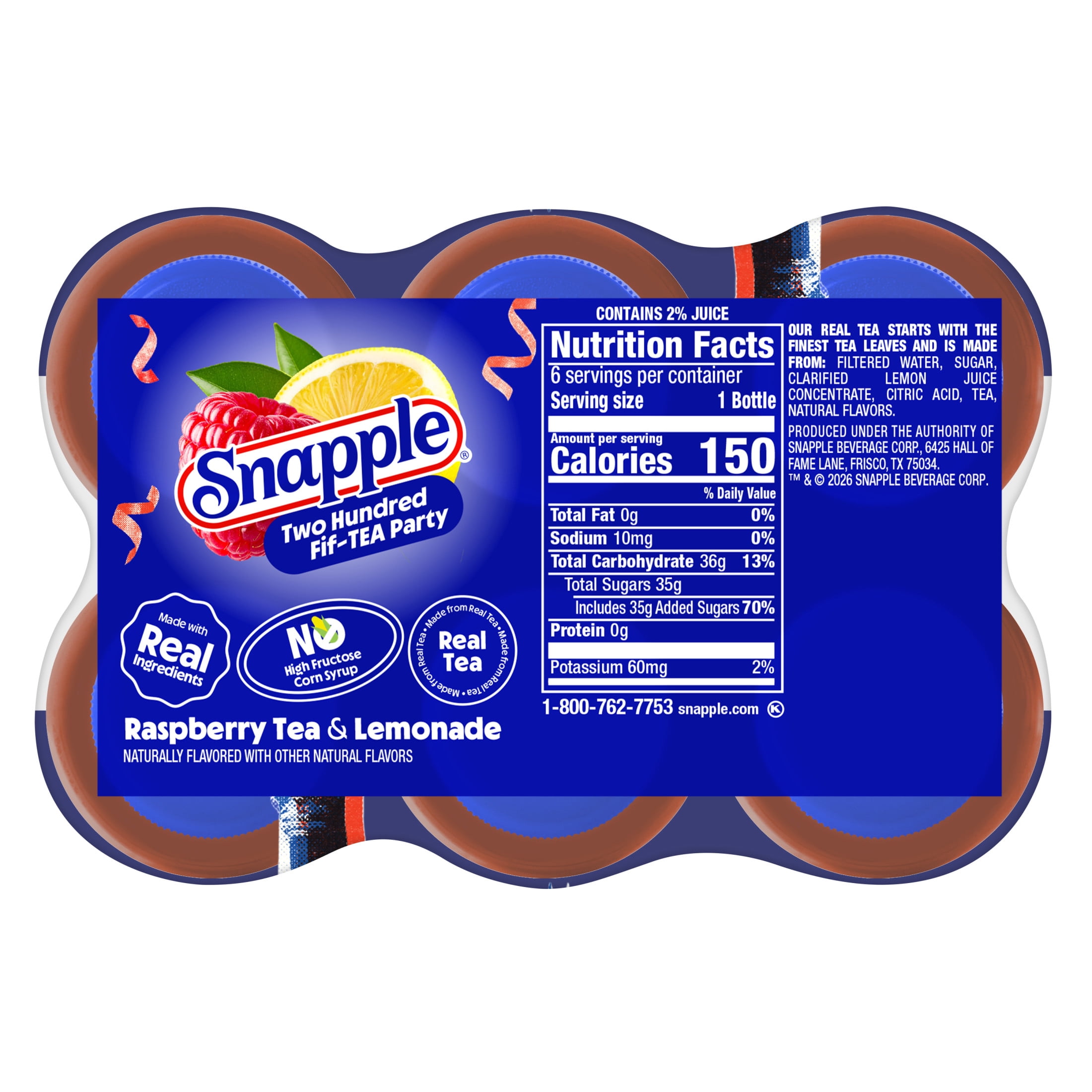 Snapple Raspberry Tea and Lemonade, Two Hundred Fif-TEA Party Limited Edition (6 Pack, 16 fl oz) fsws9