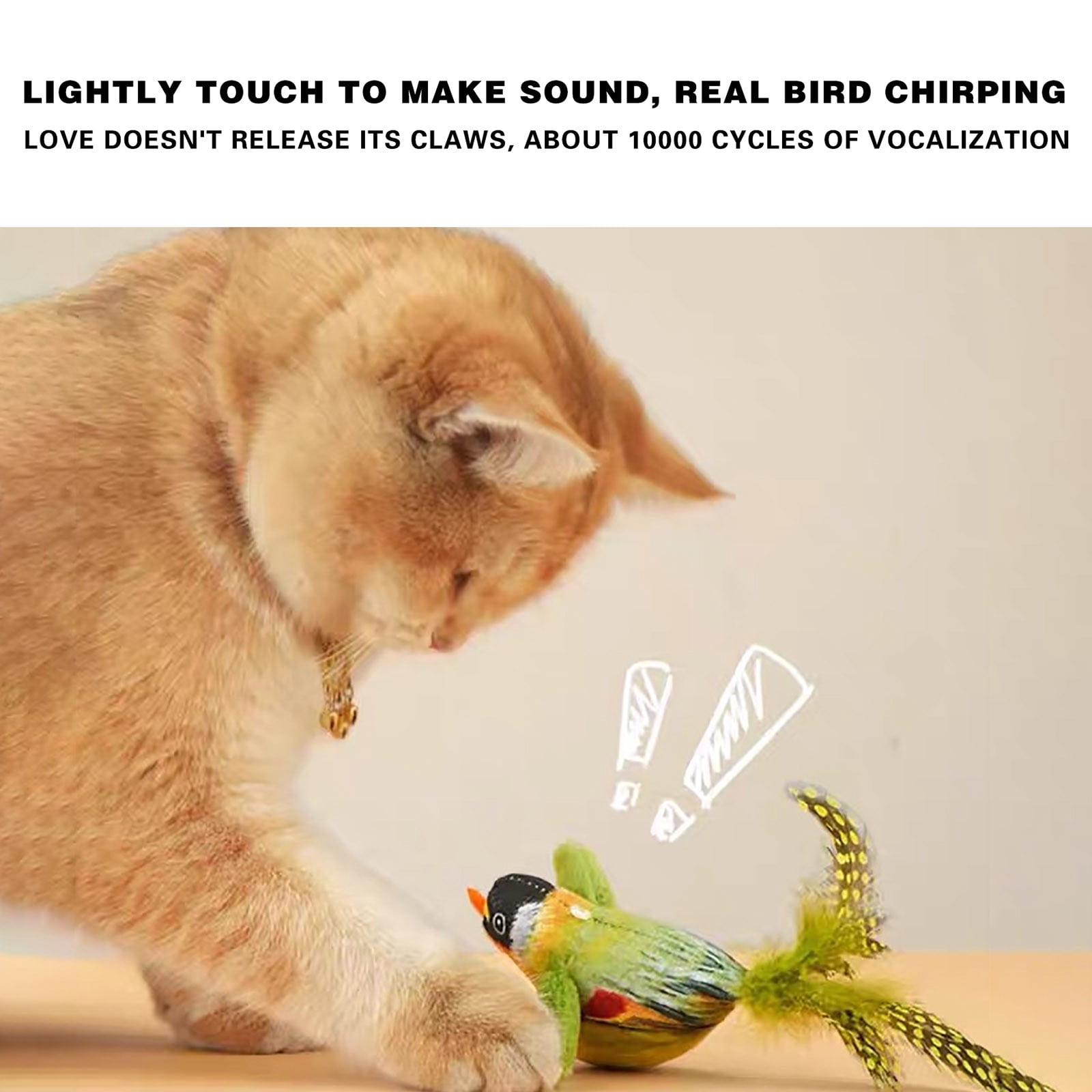 Infidev Interactive Flying Bird Cat Toy, Electric Flapping Wing Simulation Sparrow with Chirping Sound (Green, 1 Pack) 8y2wb